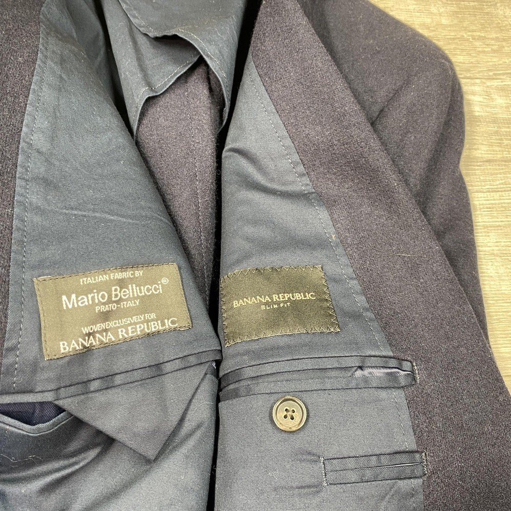 Banana Republic Blazer 44R Blue Wool Italian Mario Bellucci Surgeon Cuff