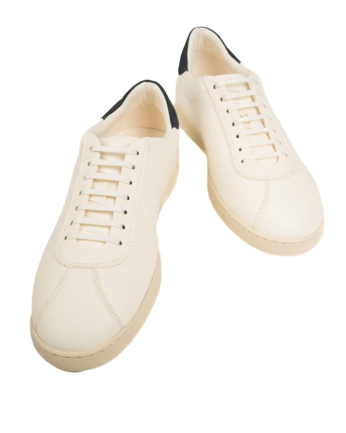 Kiton $1,420 NIB White Blue Suede Goatskin Leather Sneakers Shoes (7 UK) 7.5 US