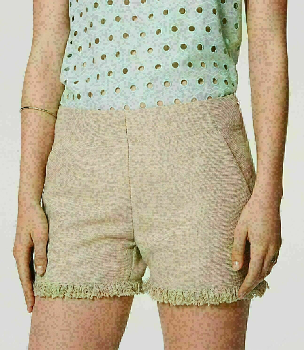 NWT Ann Taylor LOFT Tan/Khaki Linen blend fringe “The Riviera” women’s Shorts