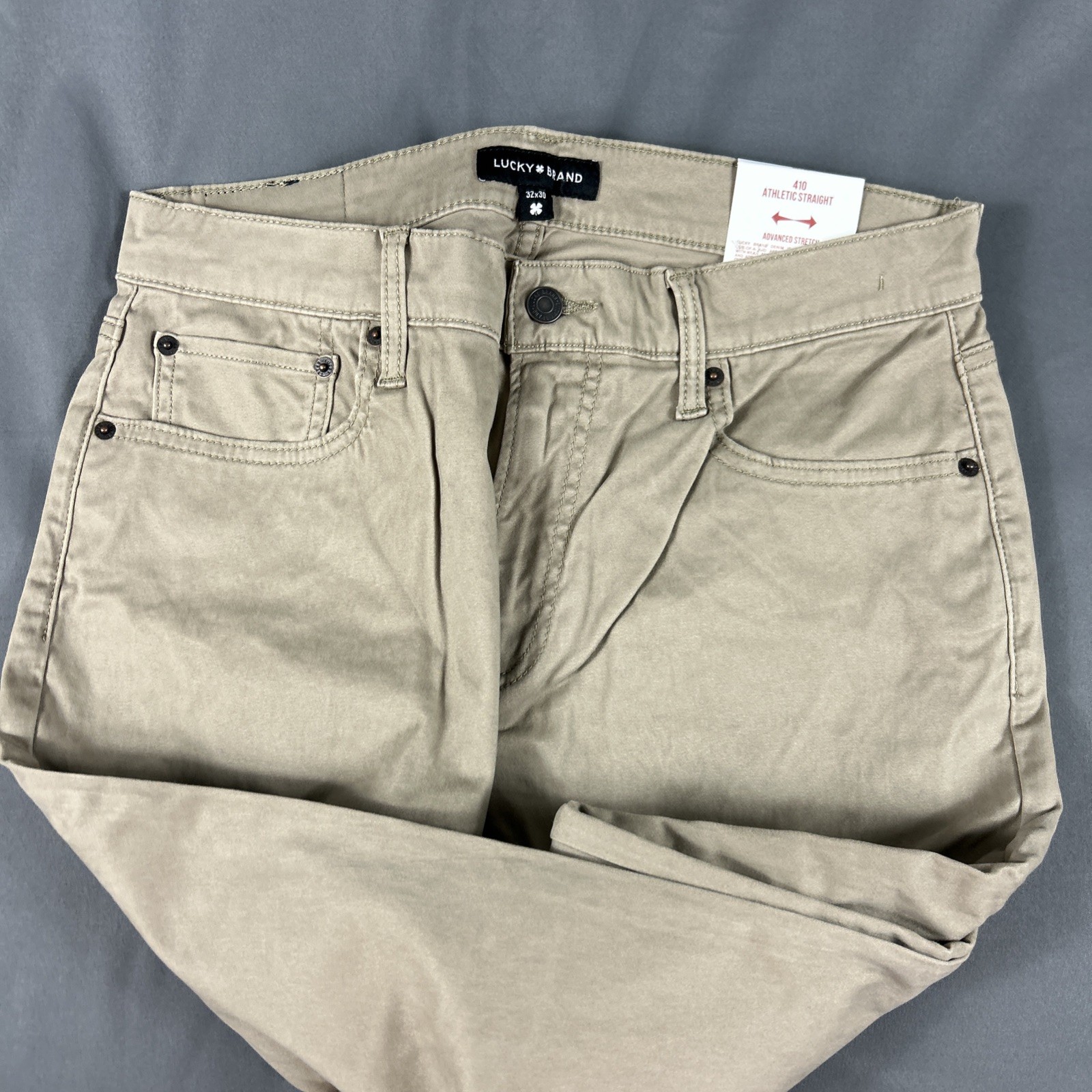 Lucky Brand Pants 410 Athletic Straight 32 x 30 Sandstone Khaki Cotton MSRP $99