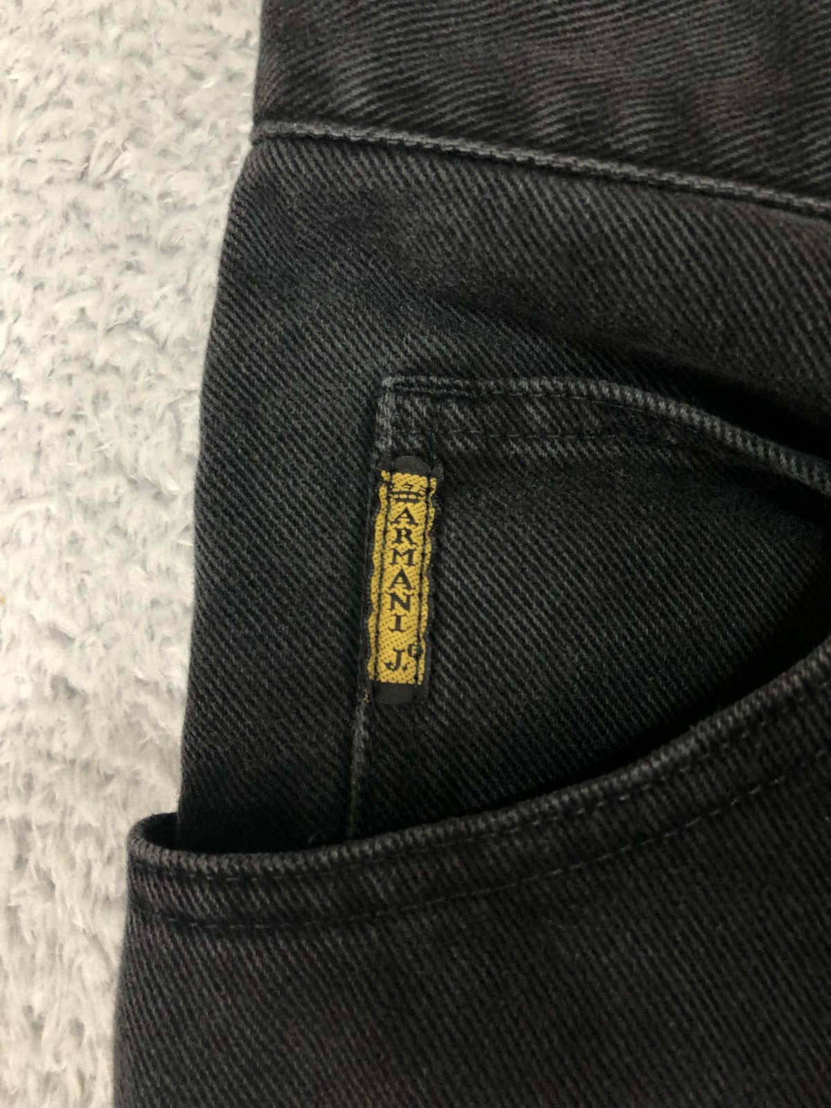 Armani Jeans Men 29×27 (Tag 31) Vintage Eco Stone Tapered Black Distressed *Flaw
