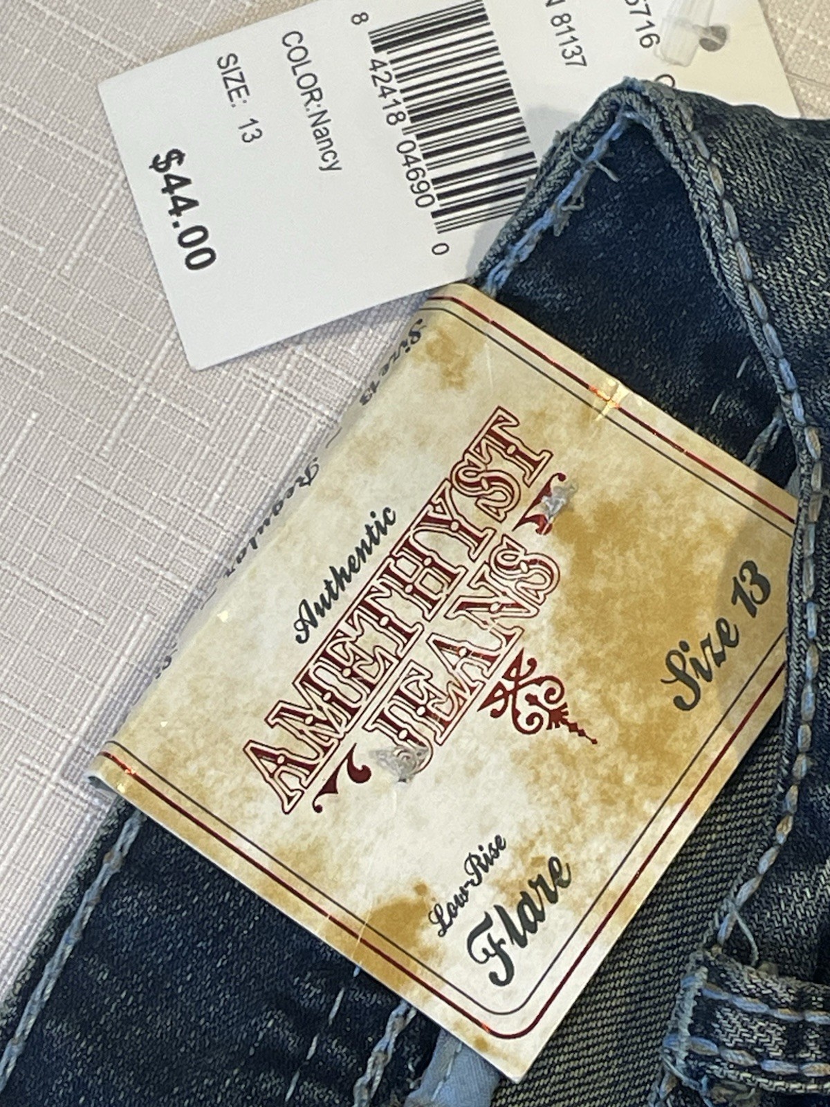 Amethyst Jeans Juniors 13 Blue Bootcut Flare Stretch Denim Dark Wash Embroidered