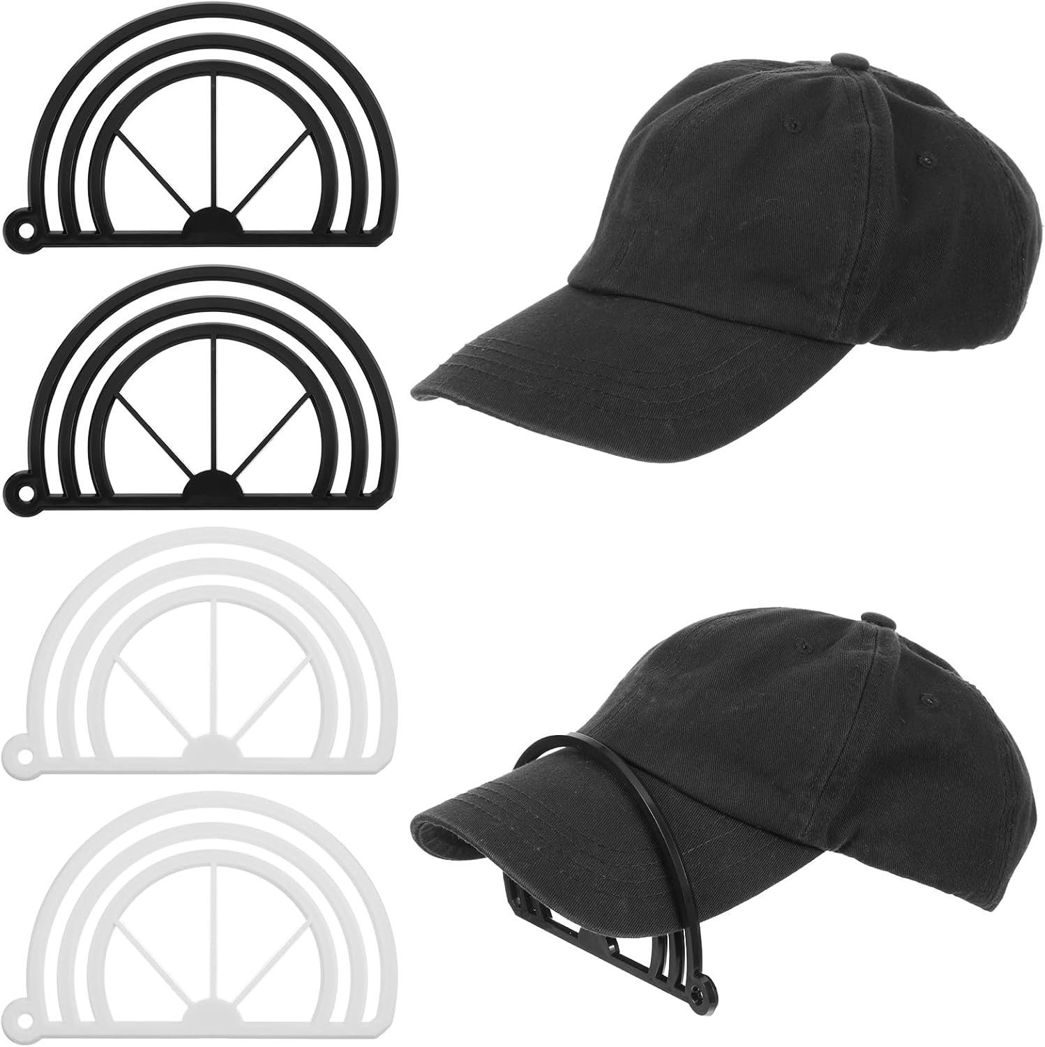 4 Pcs White+Black Hat Bill Bender – Baseball Cap Brim Curver Shaper – Fast Ship!