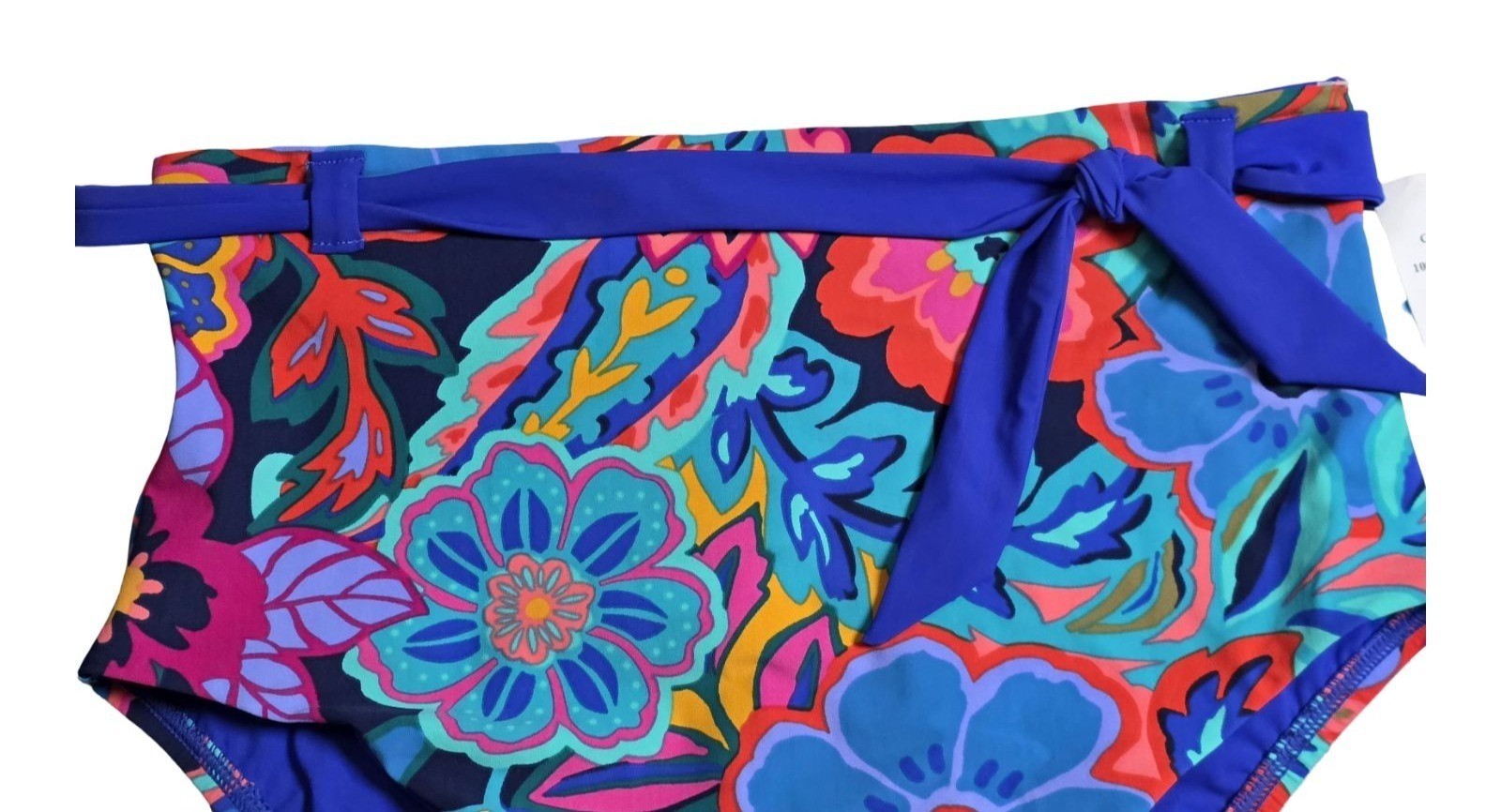 NWT – Skinny Dippers Blue Floral High Waist Swim Bottoms, Size Medium