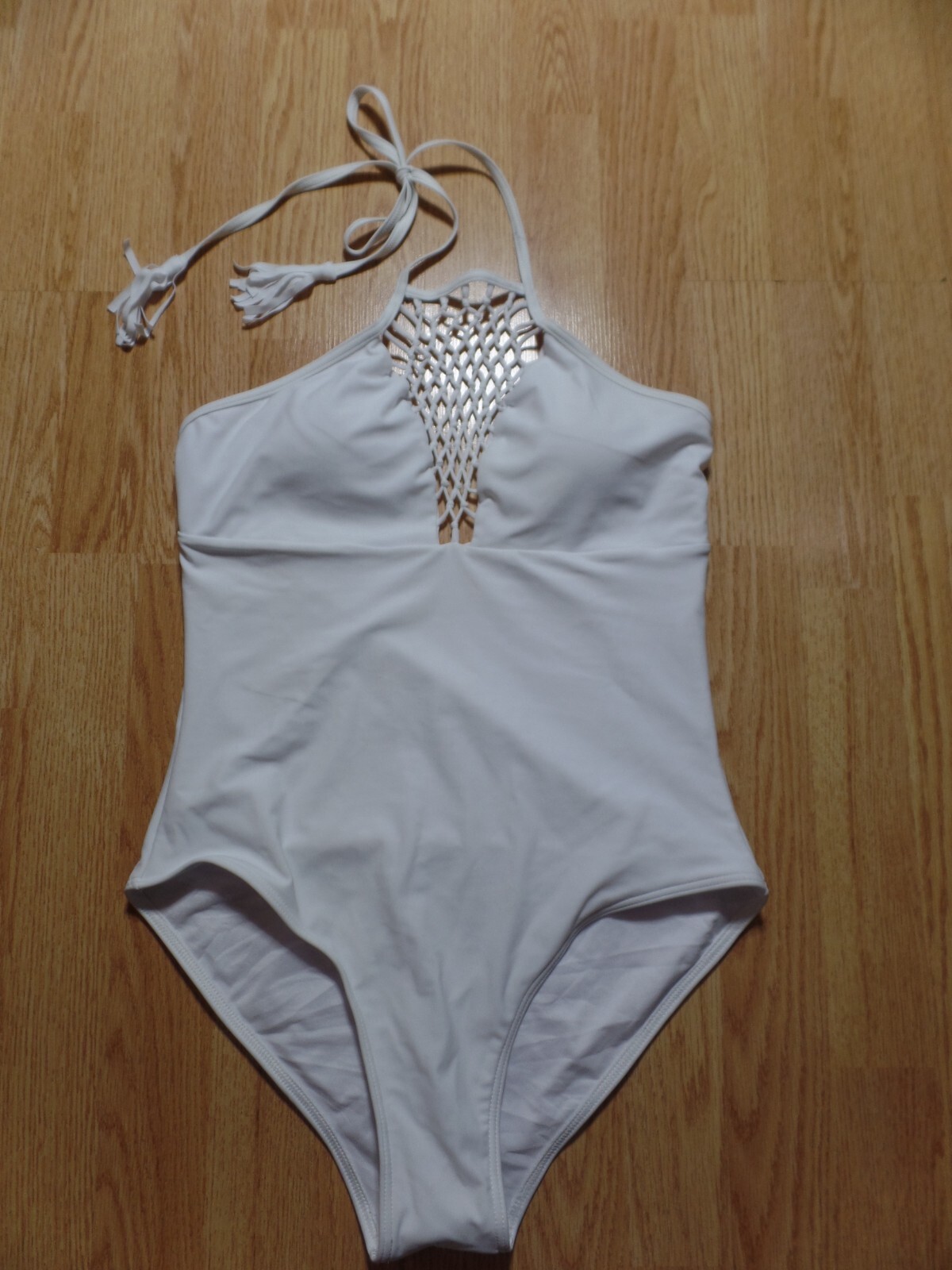 Womens Express Swim 1 piece white swimsuit / bathing suit size large