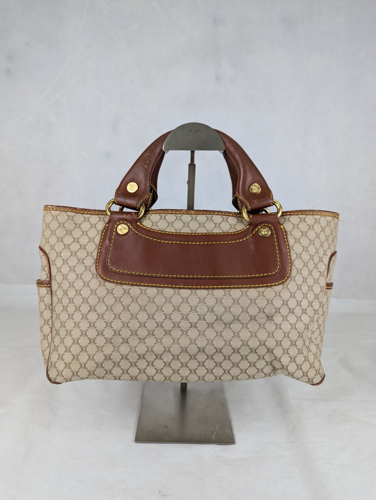 Authentic Celine Tote Bag Handbag Macadam Beige7 Vintage Based on Original Title