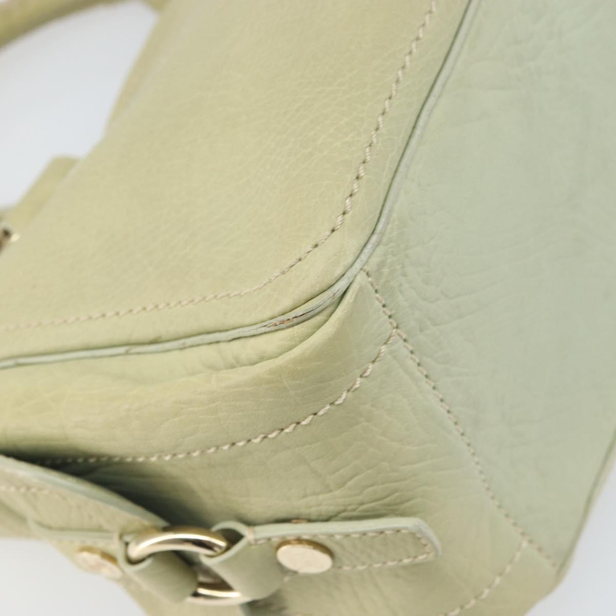 CELINE Boogie Hand Bag Leather Green Gold Auth BA9733