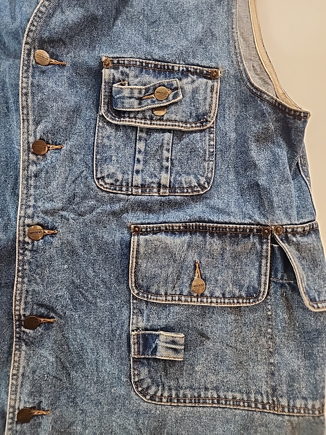 Vintage VASCO Jeans Denim Button Up Vest Medium 90s Utility Workwear