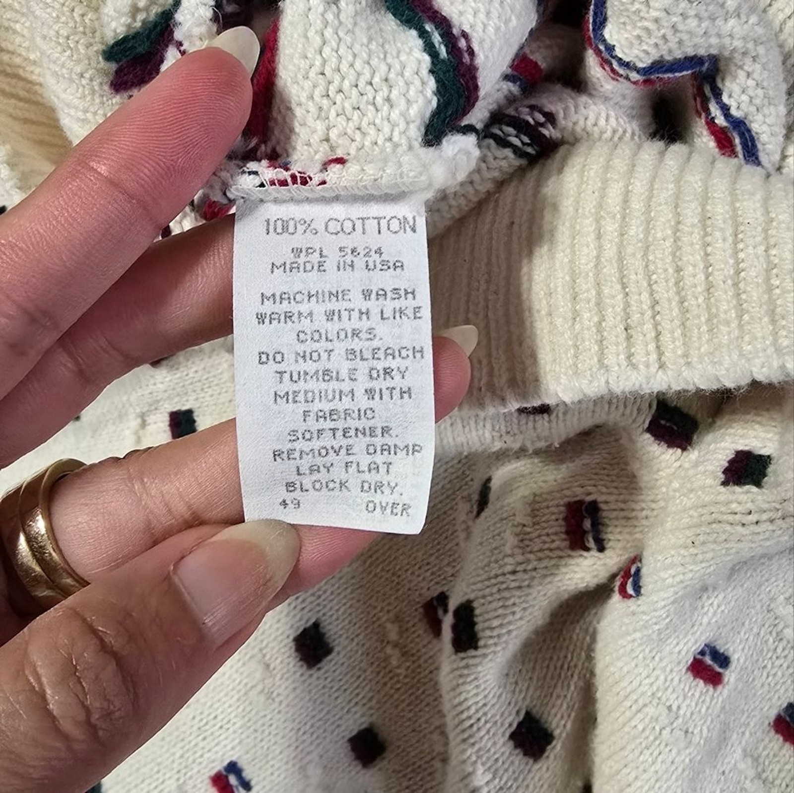 Pebble Beach Classic Cream Patterned Sweater