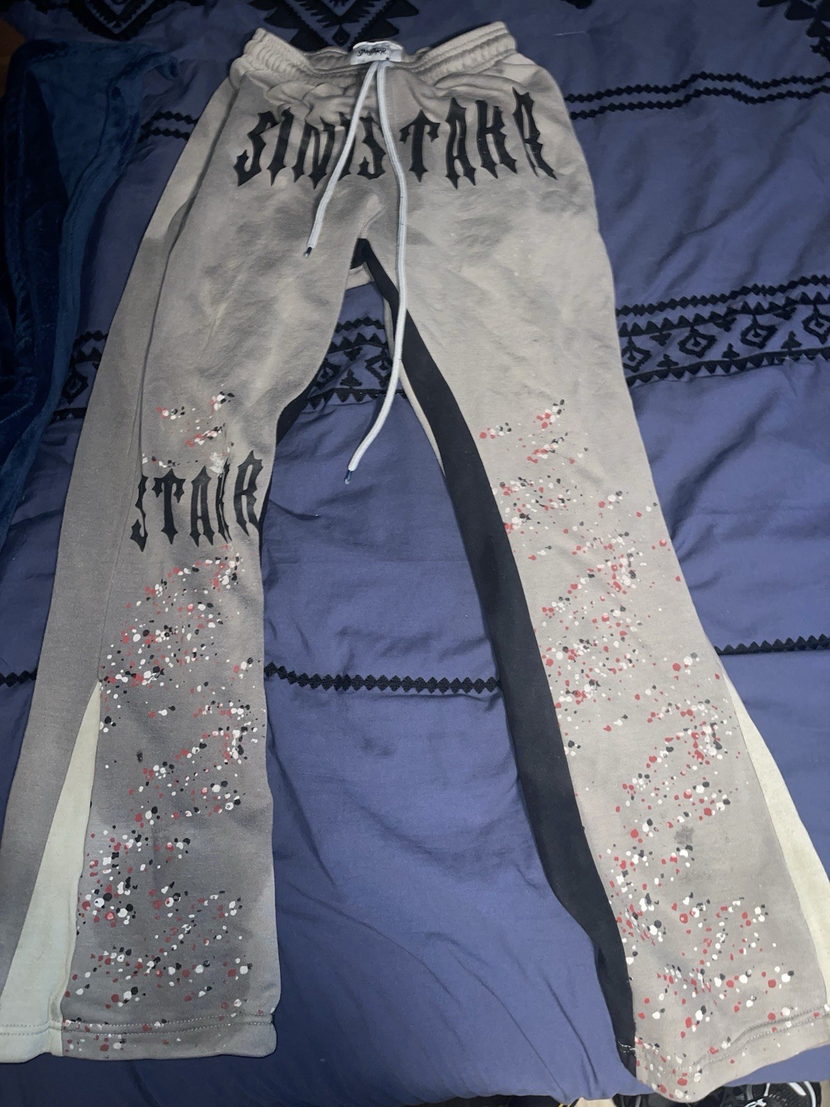 SinStar Gray Fleece Sweatpants M Regular Fit Straight Leg Drawstring Pockets