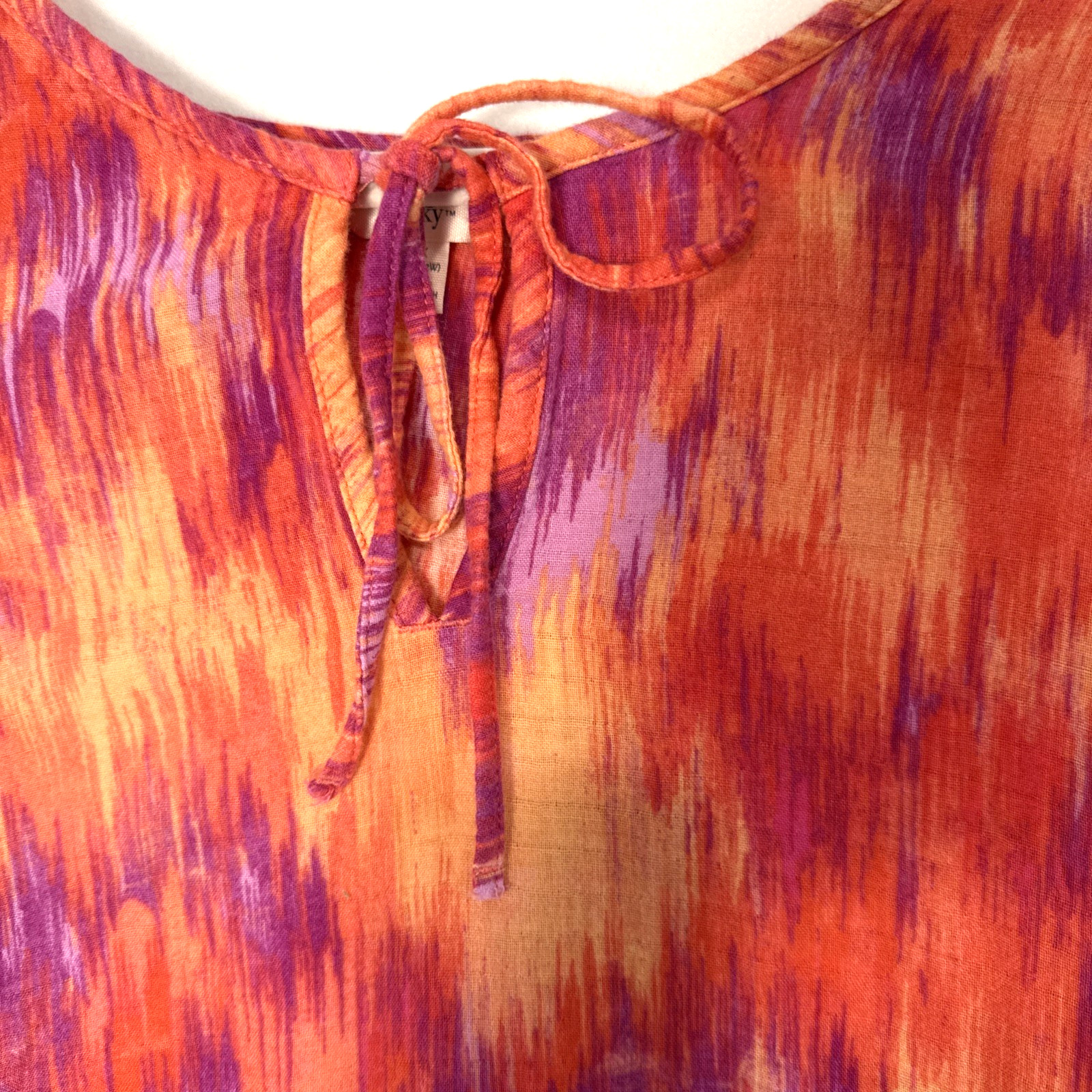Terra Sky Vibrant Multicolor Watercolor Top 2X 20W-22W 100% Cotton Comfy Relaxed