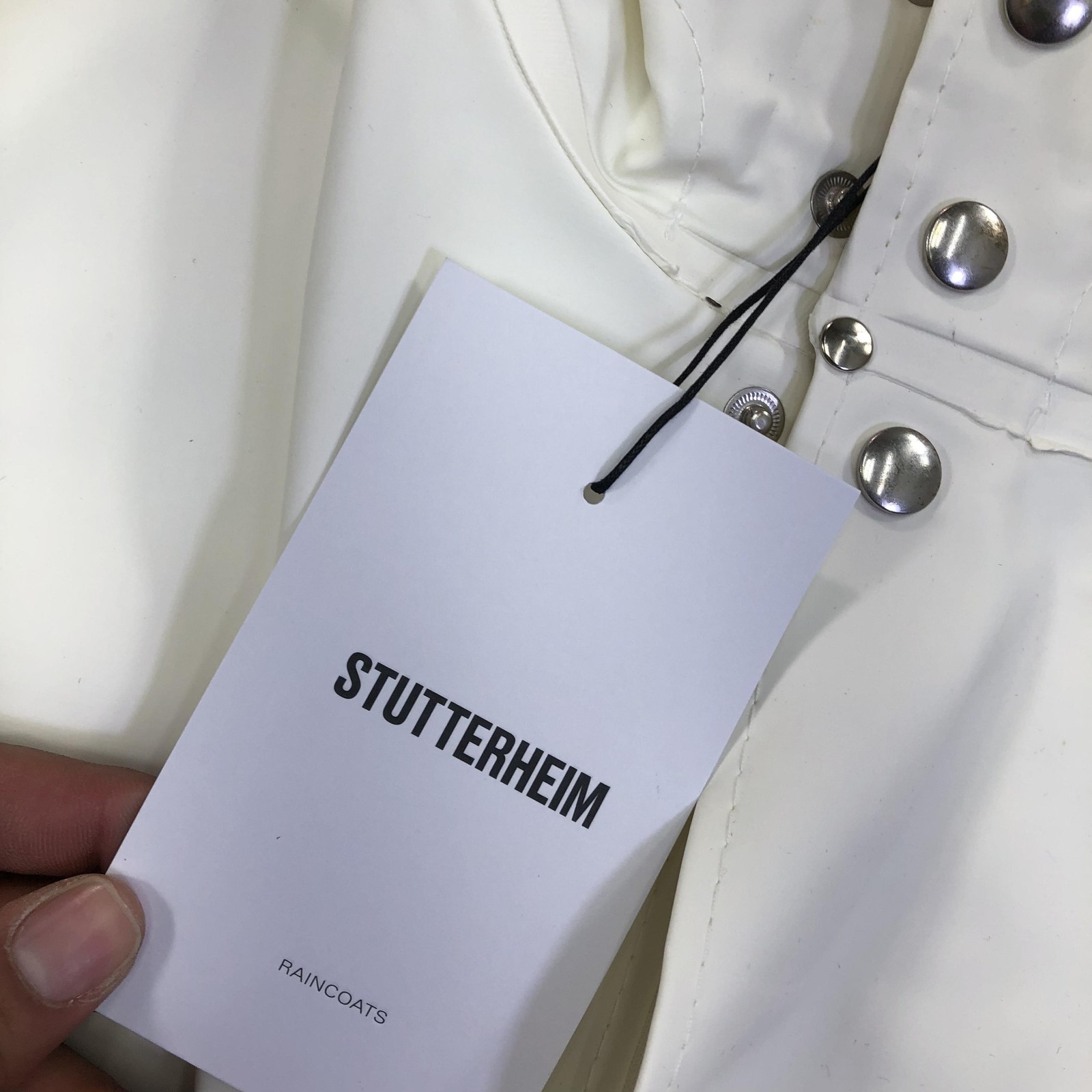 Stutterheim Coat Mens Medium White Stockholm Hooded Rain Waterproof Rubberized