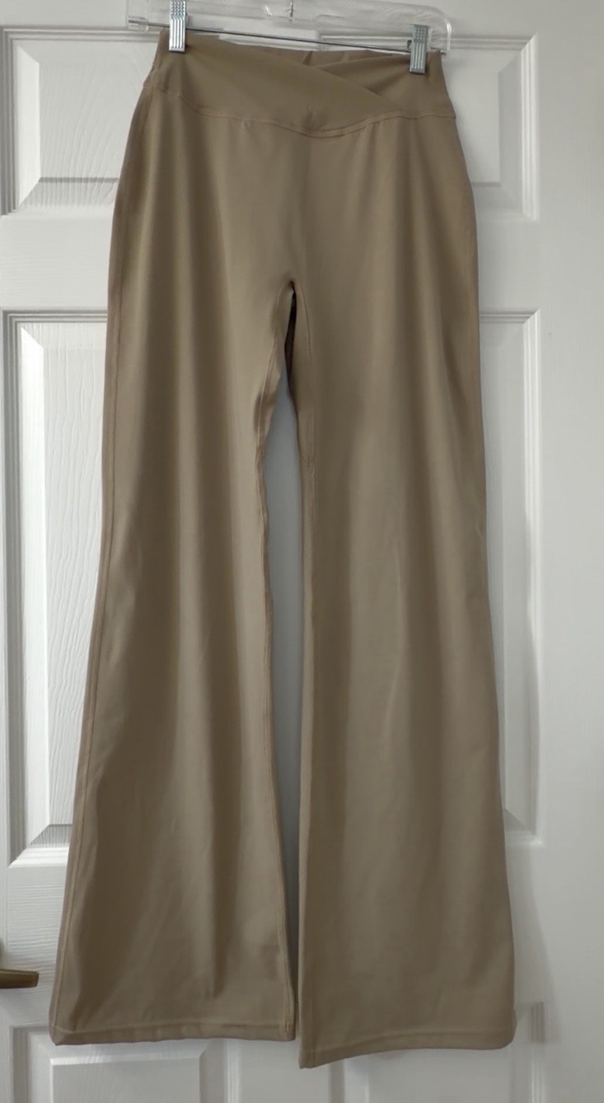 Women’s Taupe Pull-On Wide-Leg Athletic Pants Stretch Solid Size M