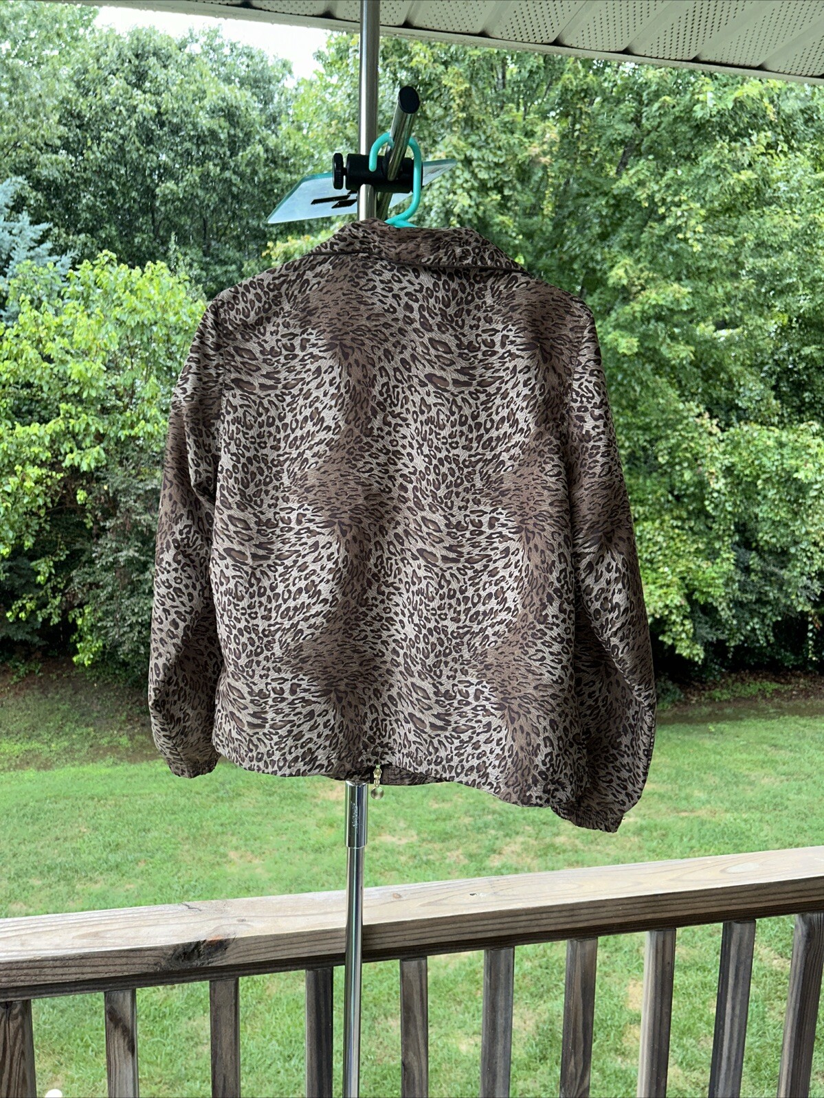 Women Active Leopard Jacket Petite Lg Animal Print Front Zip Pocket ac-tiv-ology