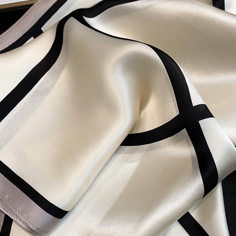 100% Mulberry Silk 27″ Square Scarf Women Neckerchief Wrap Fashion Design Check