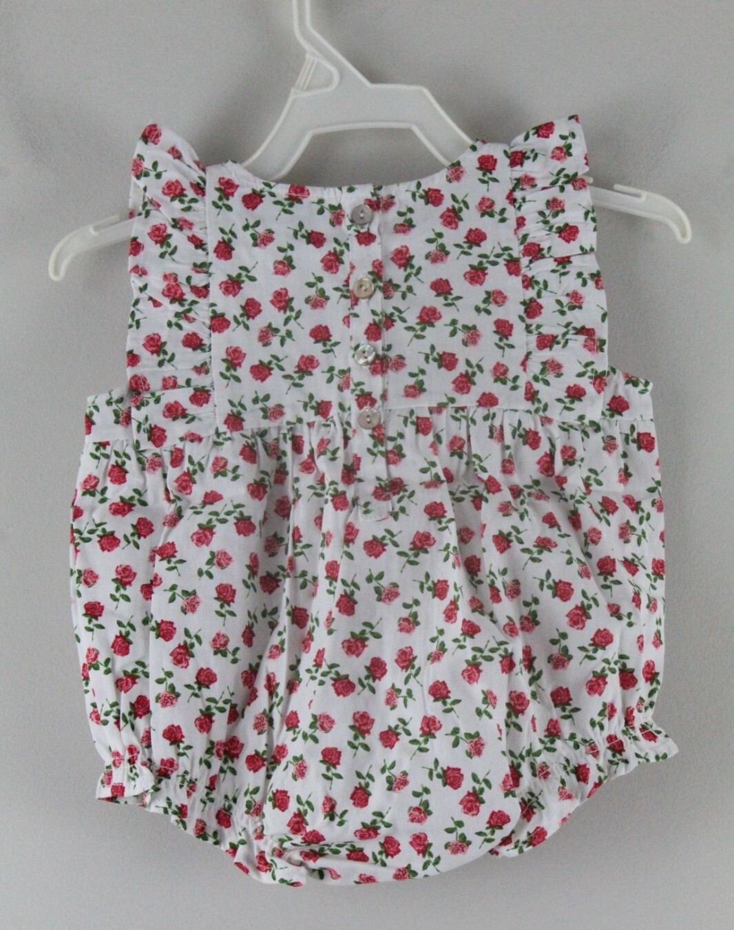 Petite Plume Infant’s Twill Ruffled Romper in Petite Petals 0/3 Months White NWT