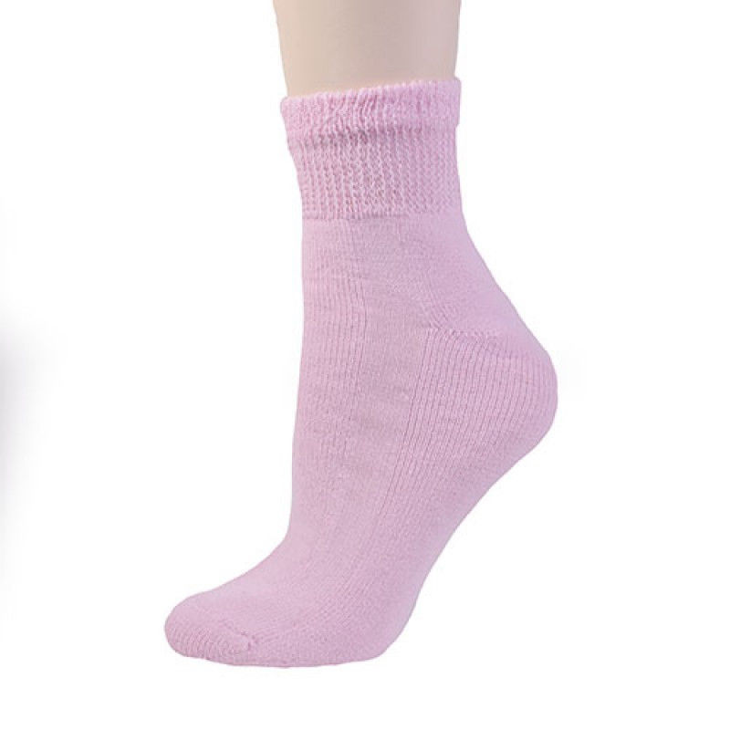12 PAIRS OF PHYSICIANS CHOICE PINK DIABETIC QUARTER SOCKS SIZE 9-11 MADE IN USA
