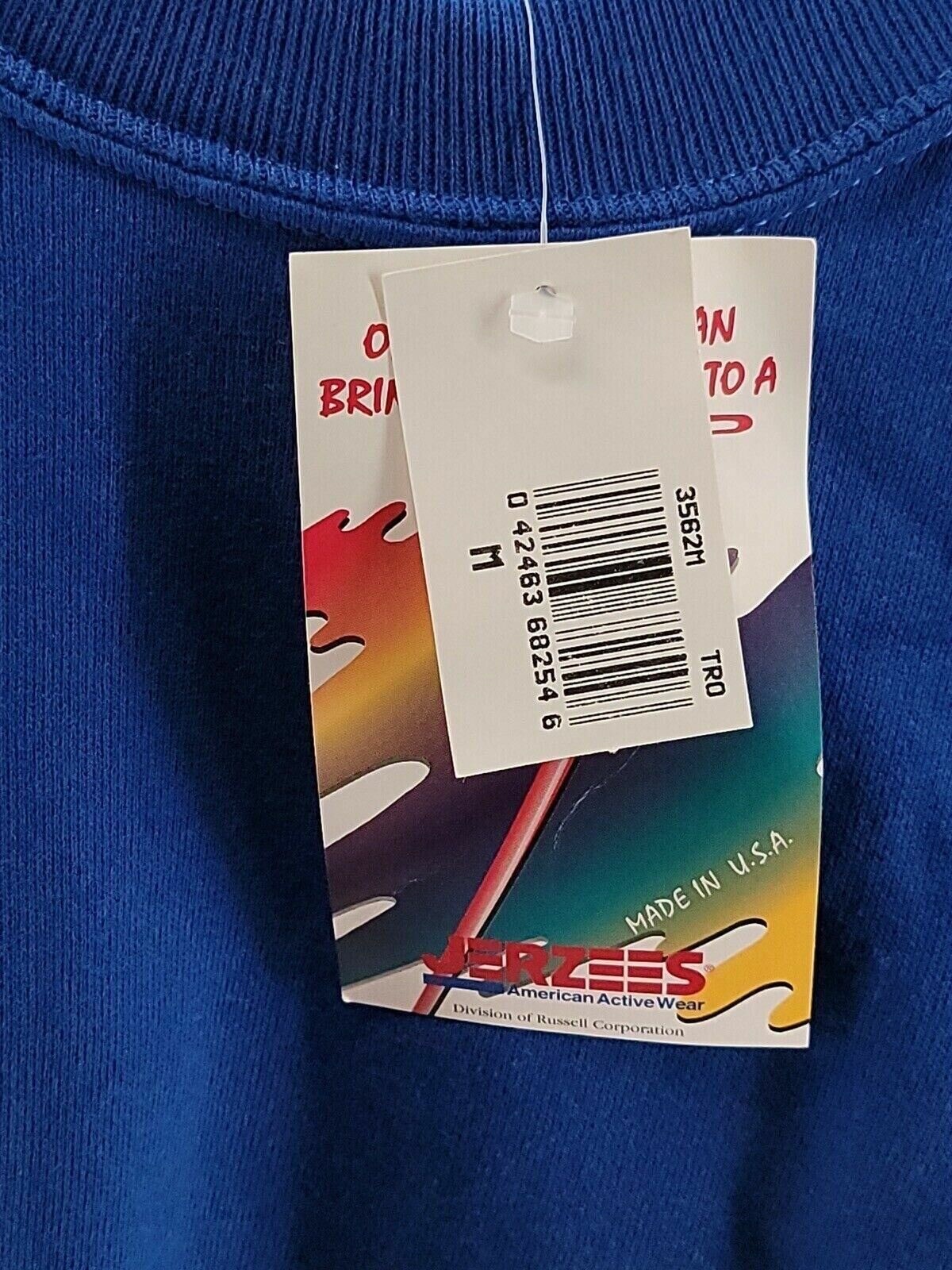 Jerzees Vintage Mens Sweater Size Medium Solid Blue Cotton / Polyester Blend NWT