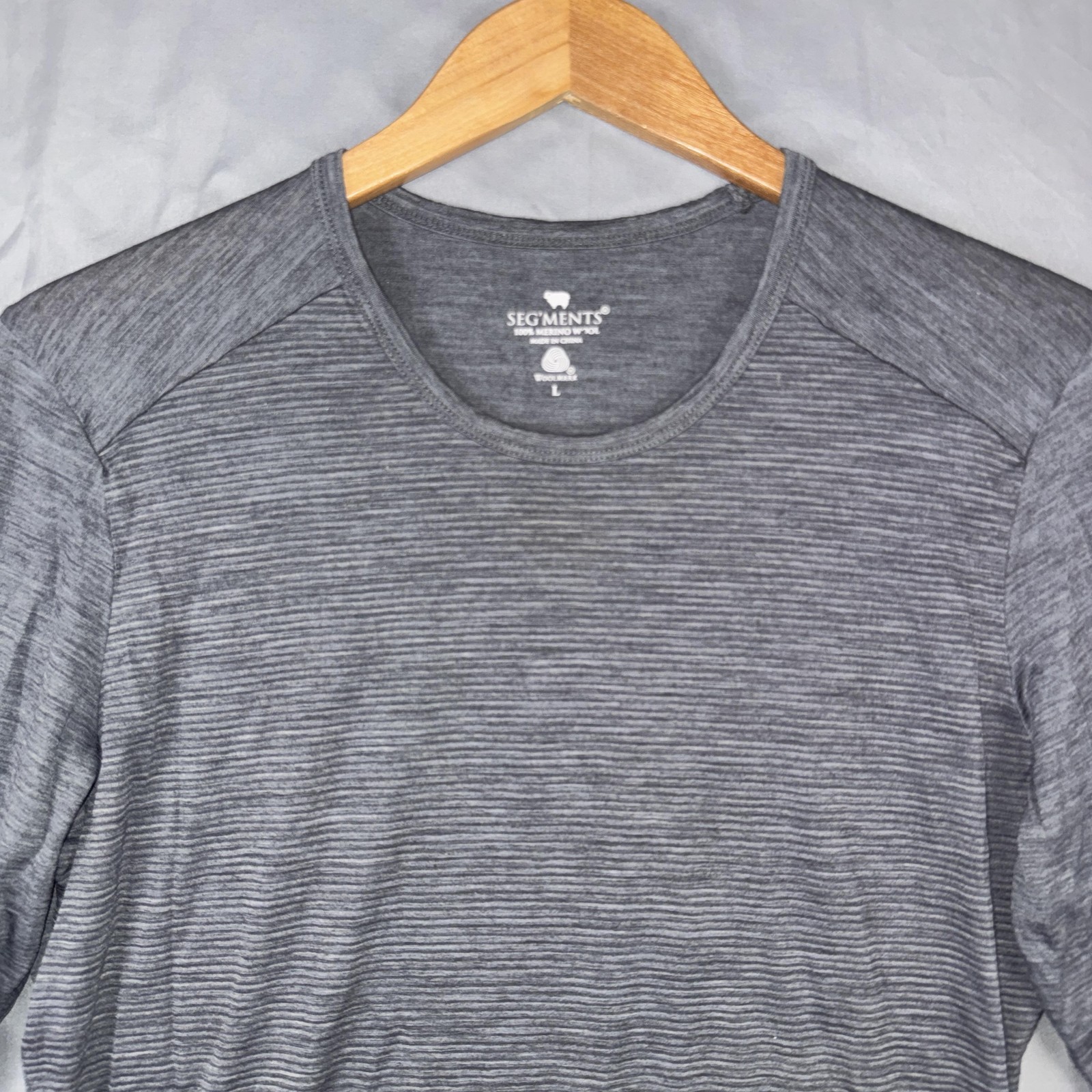 SEG’MENTS Shirt Mens Large Gray Long Sleeve Merino Wool Base Layer Hiking