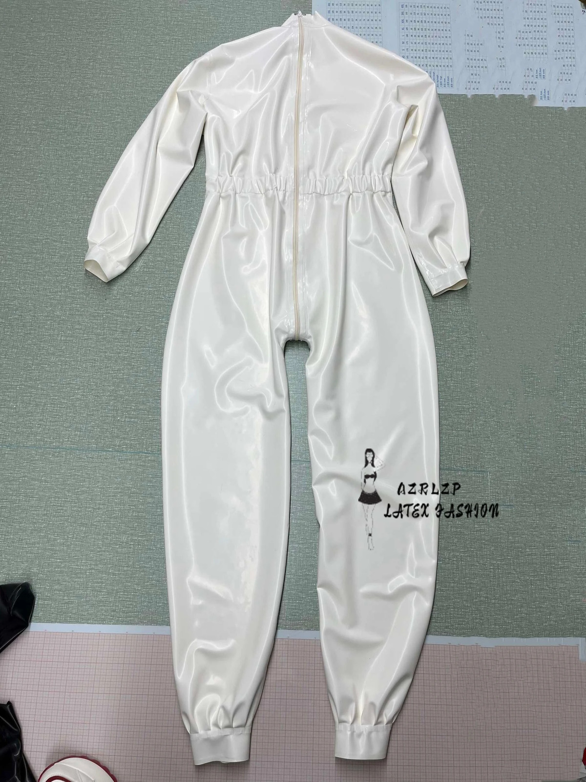 Unisex Loose-Fit White Latex/Rubber Bodysuit