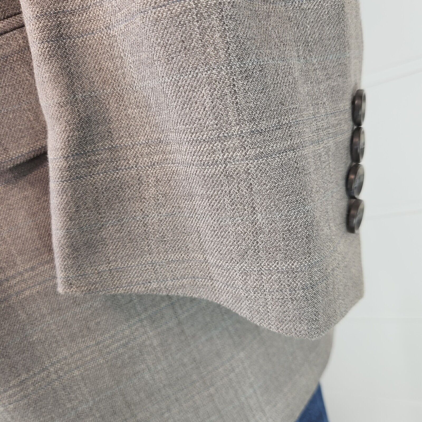 Jos A Bank Mens Two Button Blazer Signature Coll Grey Glen Check Silk Blend 46R