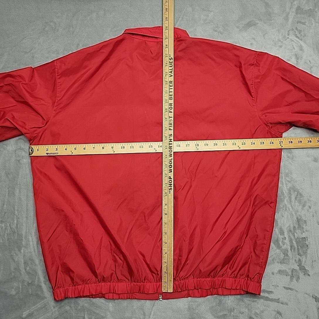 VTG Norsport Jacket Men Extra Large Red Nylon Full Zip Windbreaker Unlined Retro