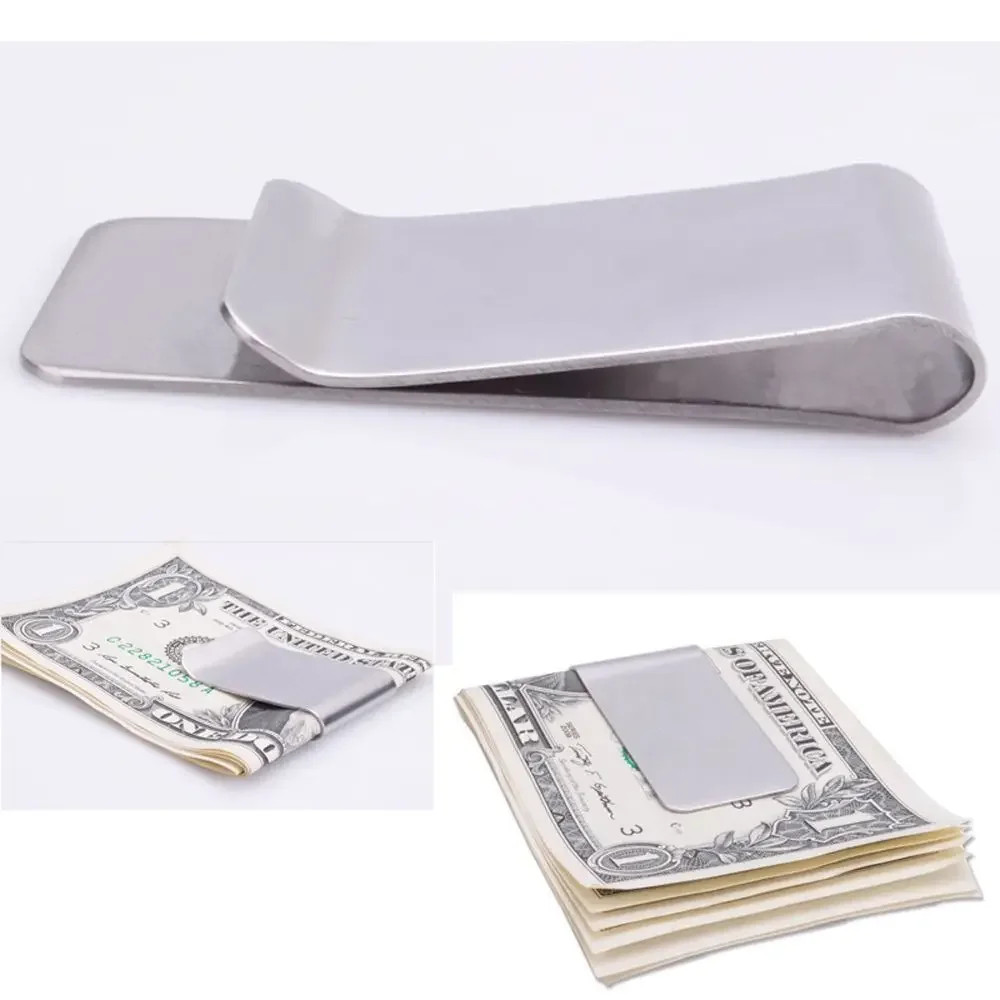 Stainless Steel Money Clip Silver Metal Pocket Holder Wallet Credit Card Holder