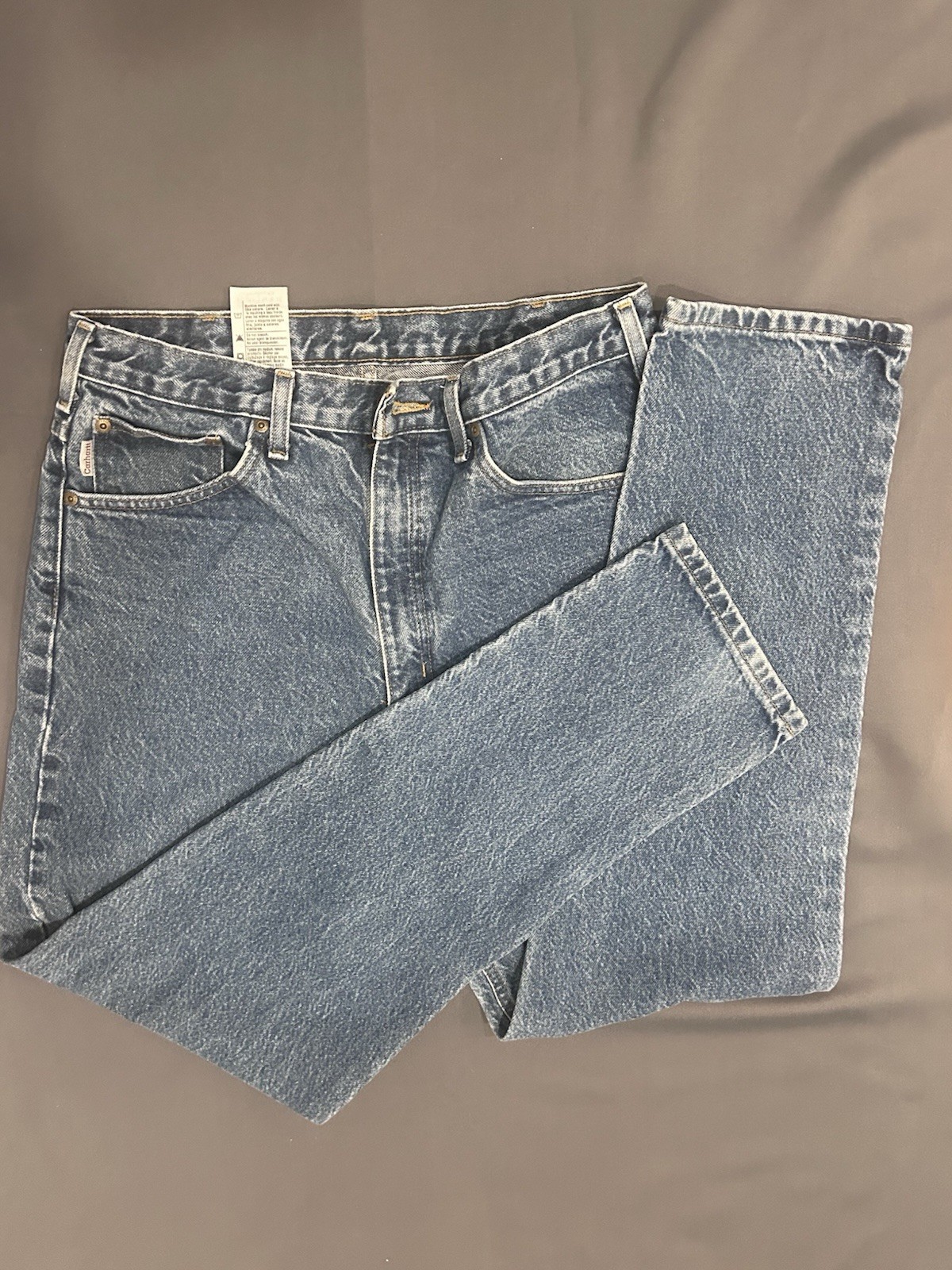 Carhartt 34×32 relaxed Fit Men’s Jeans Light-Medium Wash 5 Pocket Zip Cotton