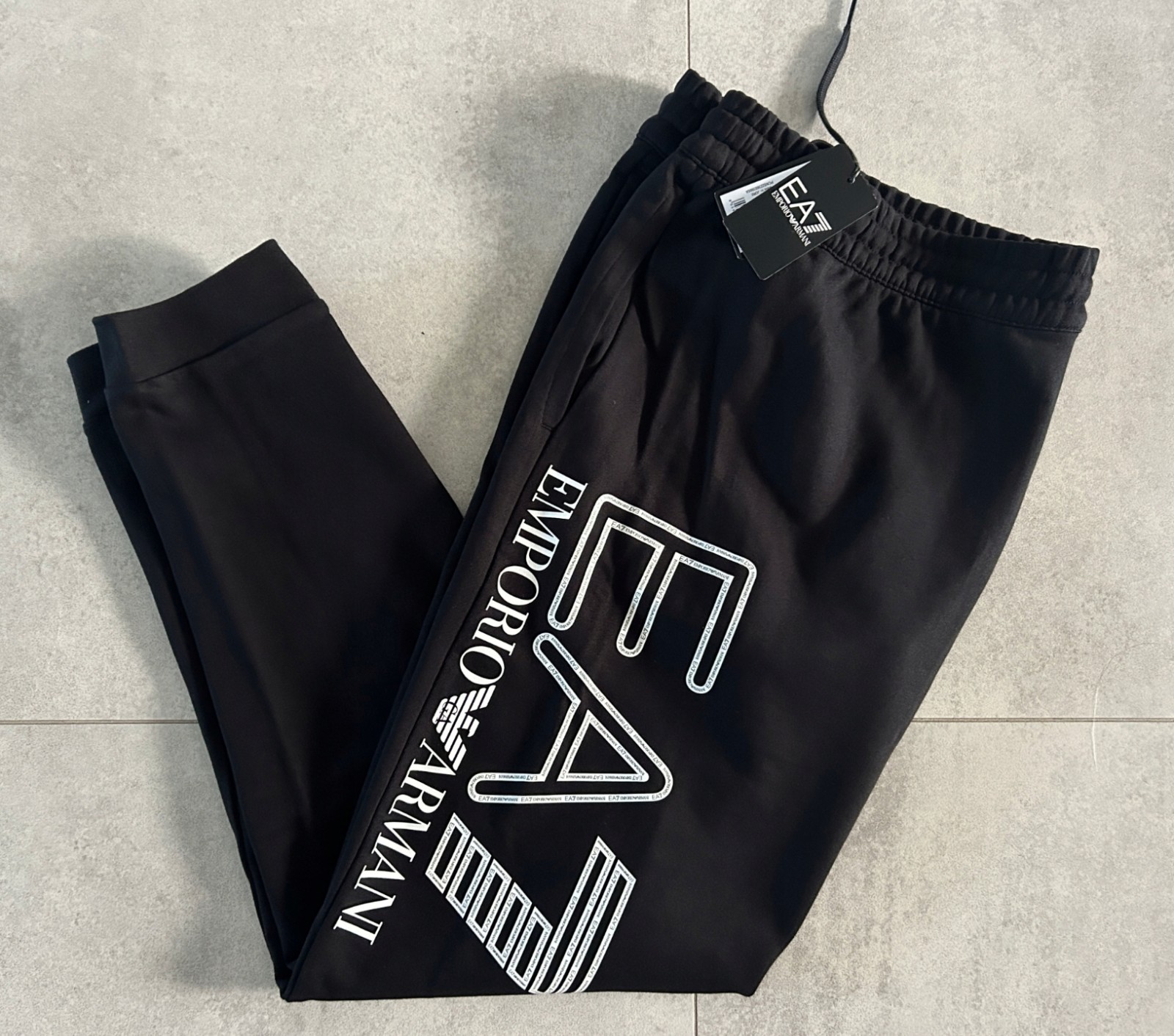 EMPORIO ARMANI $175 Mens EA7 Logo Joggers Sizes XL XXL Black White AUTHENTIC NEW