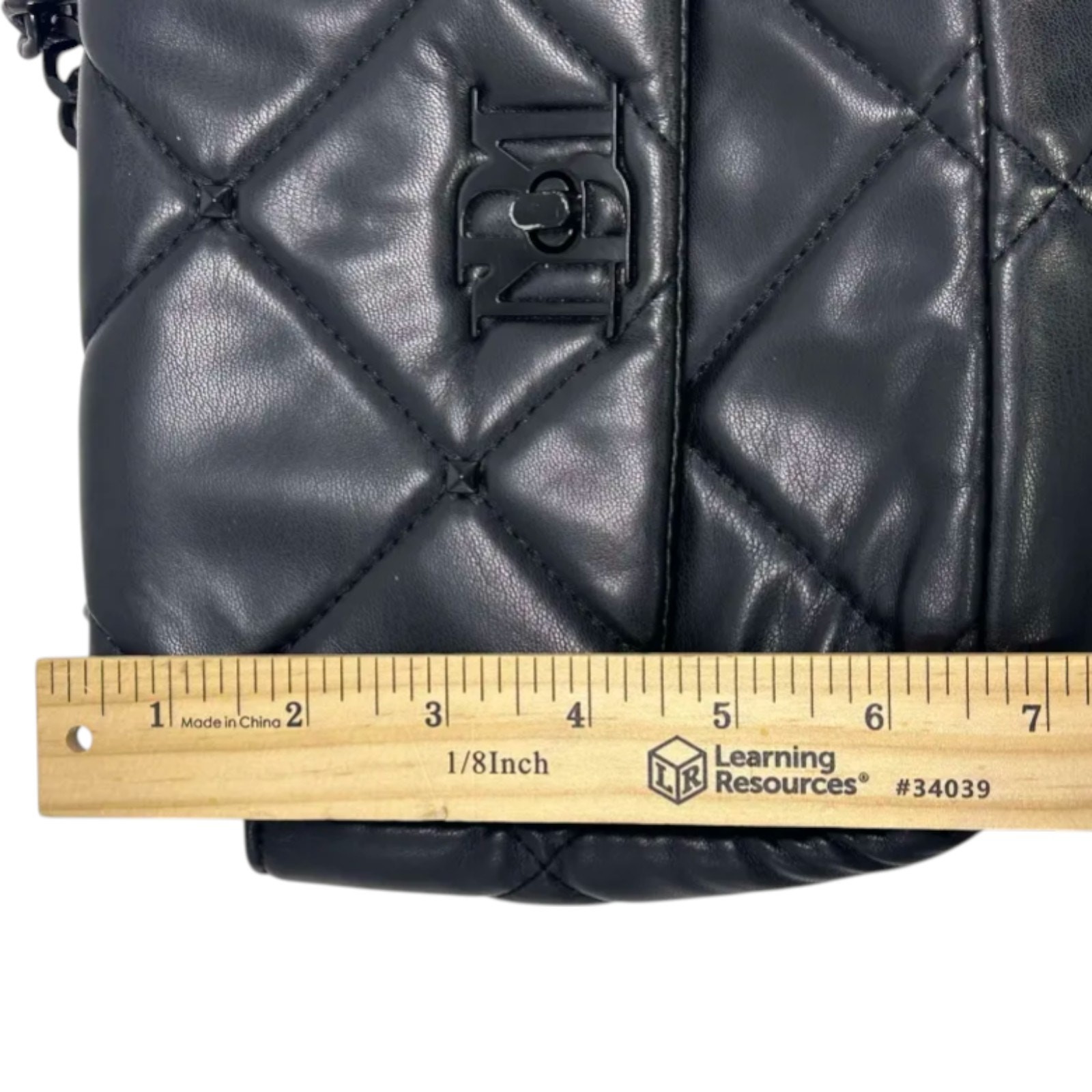 Badgley Mischka Black Quilted Chain Strap Crossbody Faux Leather Dark Feminine