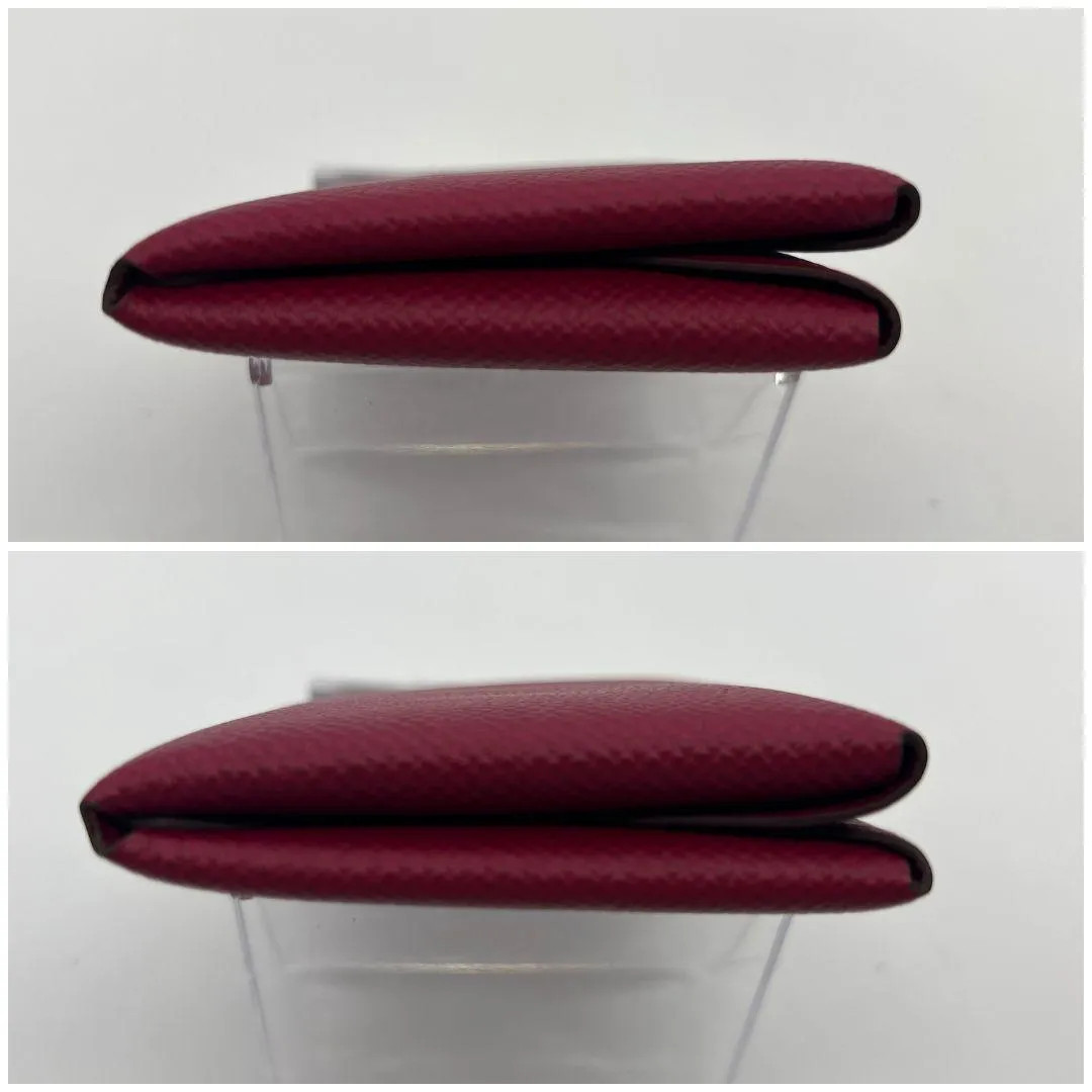 HERMES Calvi Duo Card Case Coin Purse Bordeaux Leather