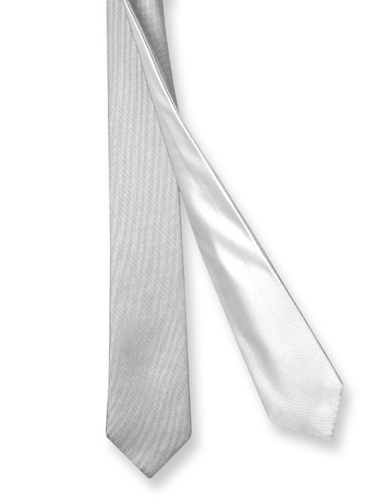 Biagio TWO-SIDED NeckTie Solid SILVER GREY and WHITE Mens Neck Tie