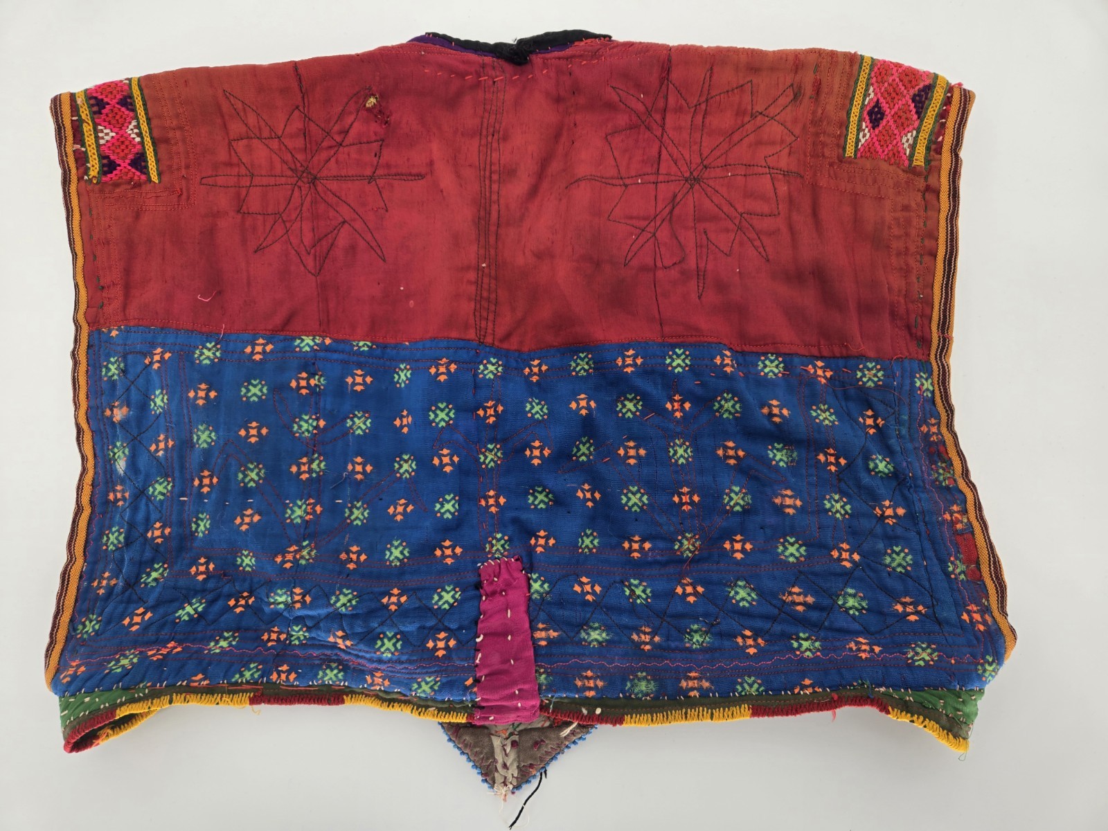 Vintage Afghan Kuchi Hand-embroidered Tribal Dress Panel or Vest #2734