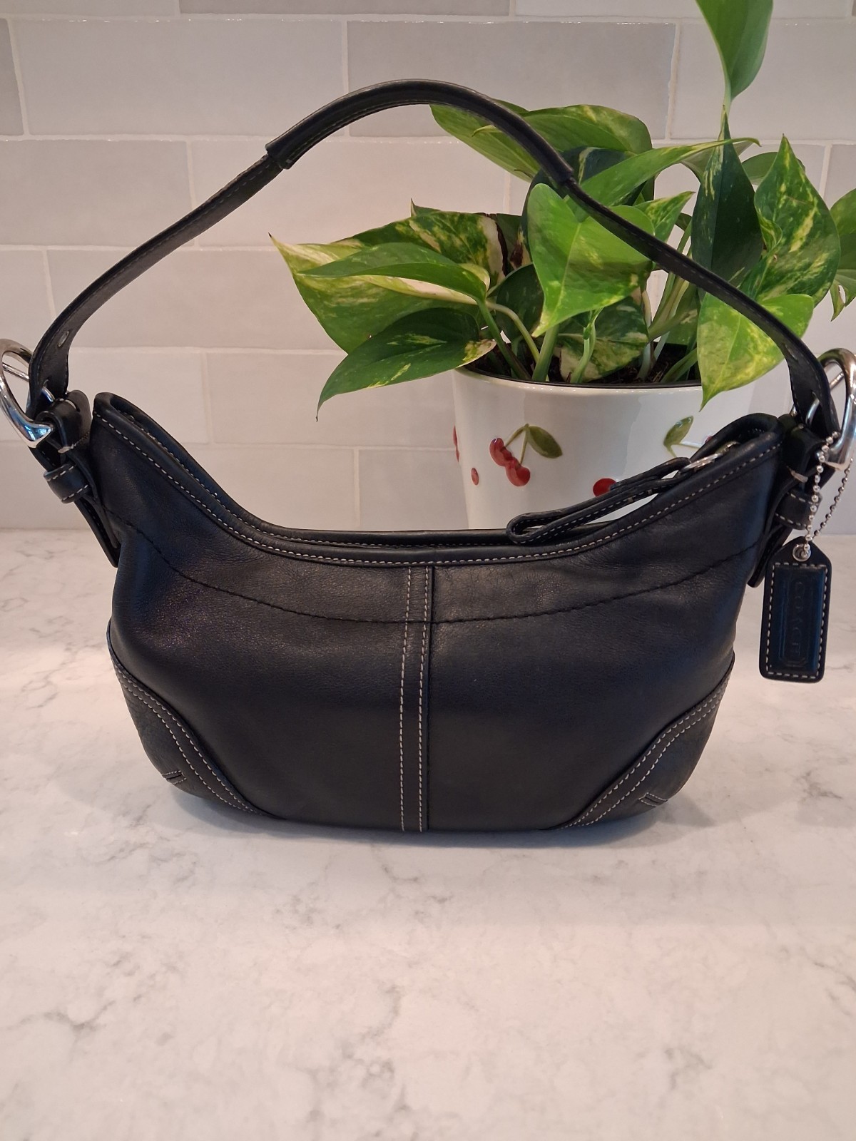 Coach Vintage Y2K SoHo Mini Shoulder Bag, Black Leather W Silver HW 9541