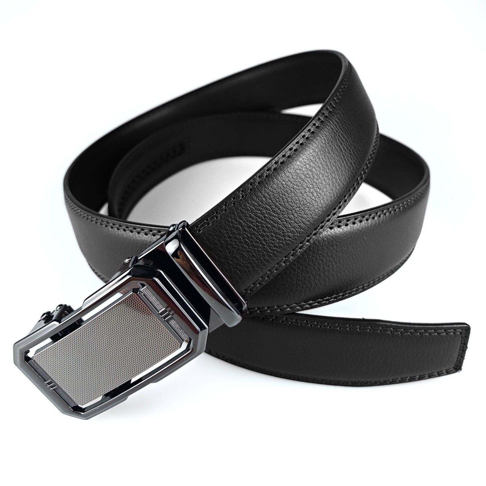 New Genuine Leather Mens Ratchet Belt Belts For Men Adjustable Automatic Buckles