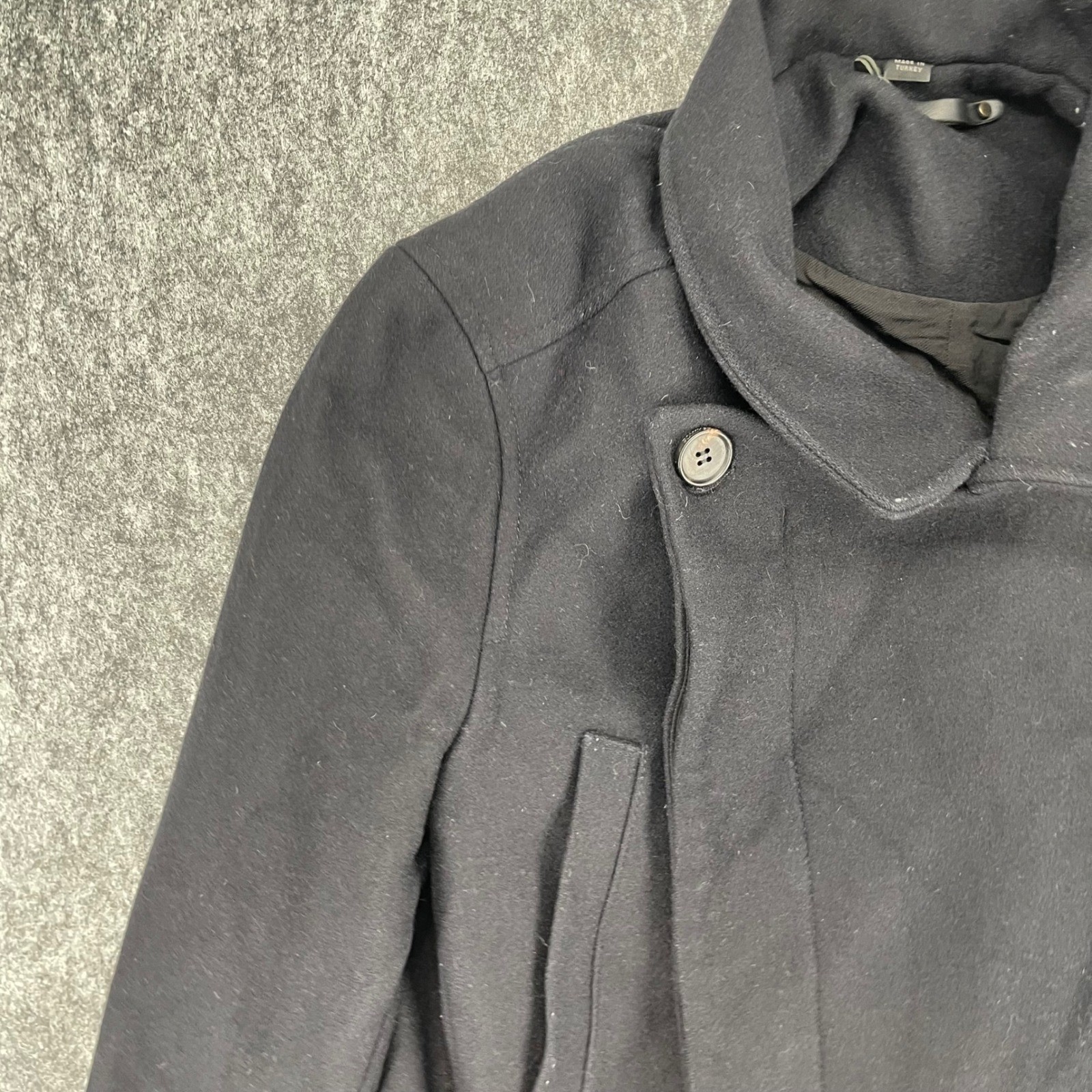 AllSaints Jacket Mens 38 Peacoat Black Wool Blend Italian