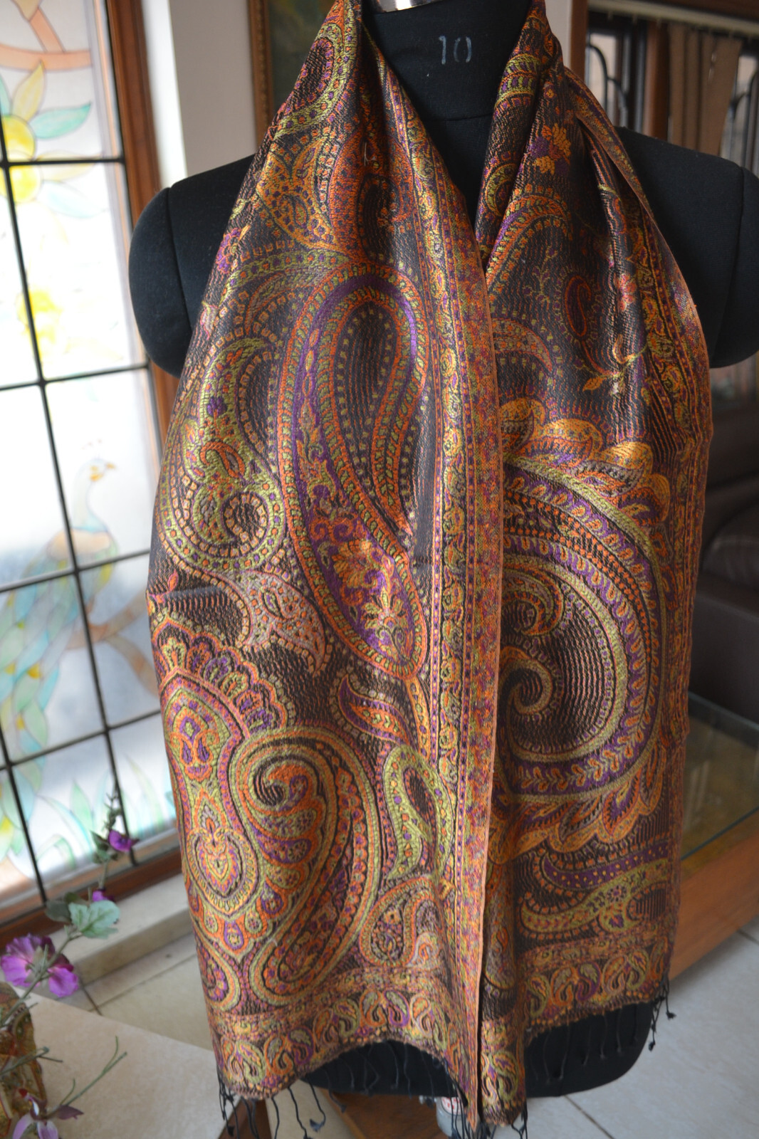 EXQUISITE IRIDESCENT SILK PASHMINA JAMAVAR SCARF JAMAVAR CHALE ~16 DESIGN STOCK