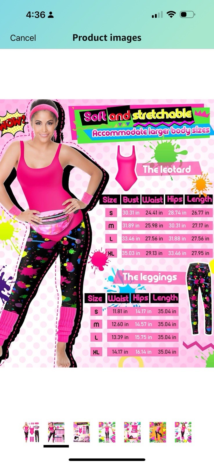 Seven piece 80s workout Halloween costume women’s size extra large brand HERCICY
