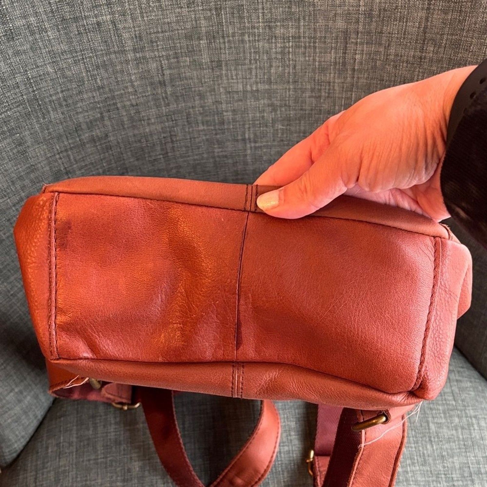 American Leather Co. brown Women backpack Bag purse neutral classic everyday GUC