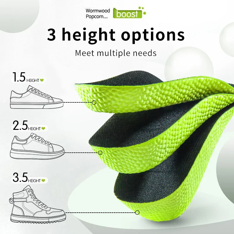 Hidden Height Boost Memory Foam Insoles | Arch Support & Orthopedic Comfort