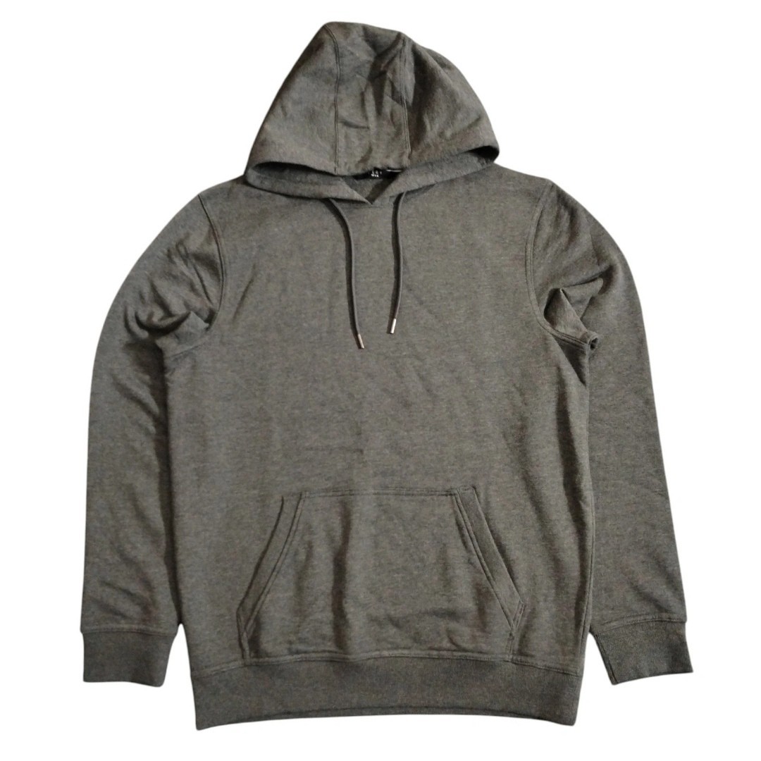 Very Man Hoodie Mens M Grey Fleece Pullover Kangaroo Pocket Drawstring Cuff Soft