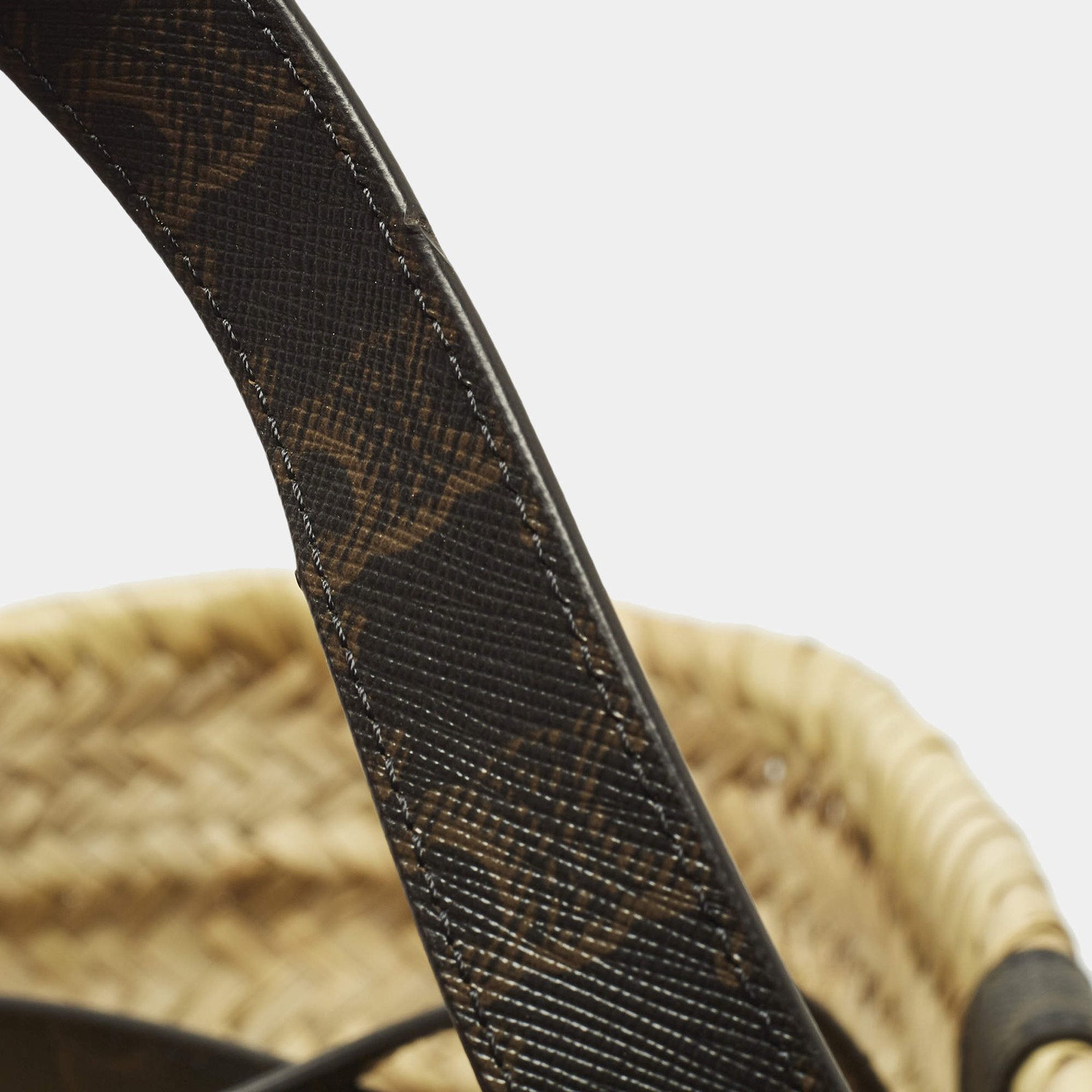 Celine Triomphe BlackBeige Raffia and Printed Coated Canvas Basket Bag