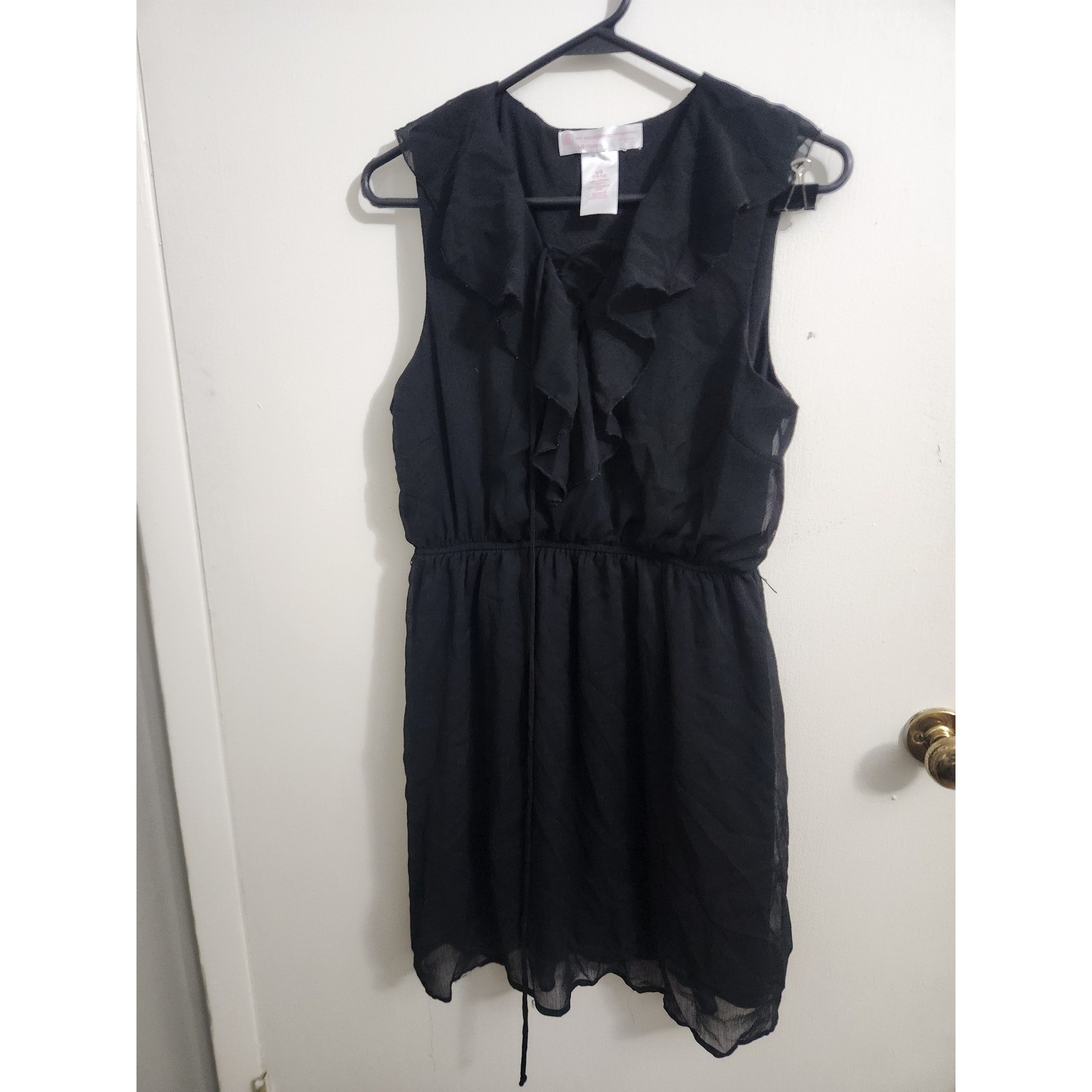 No Boundaries Girls Black Ruffle V-Neck Chiffon Dress Size L 11-13 NJ27T305N