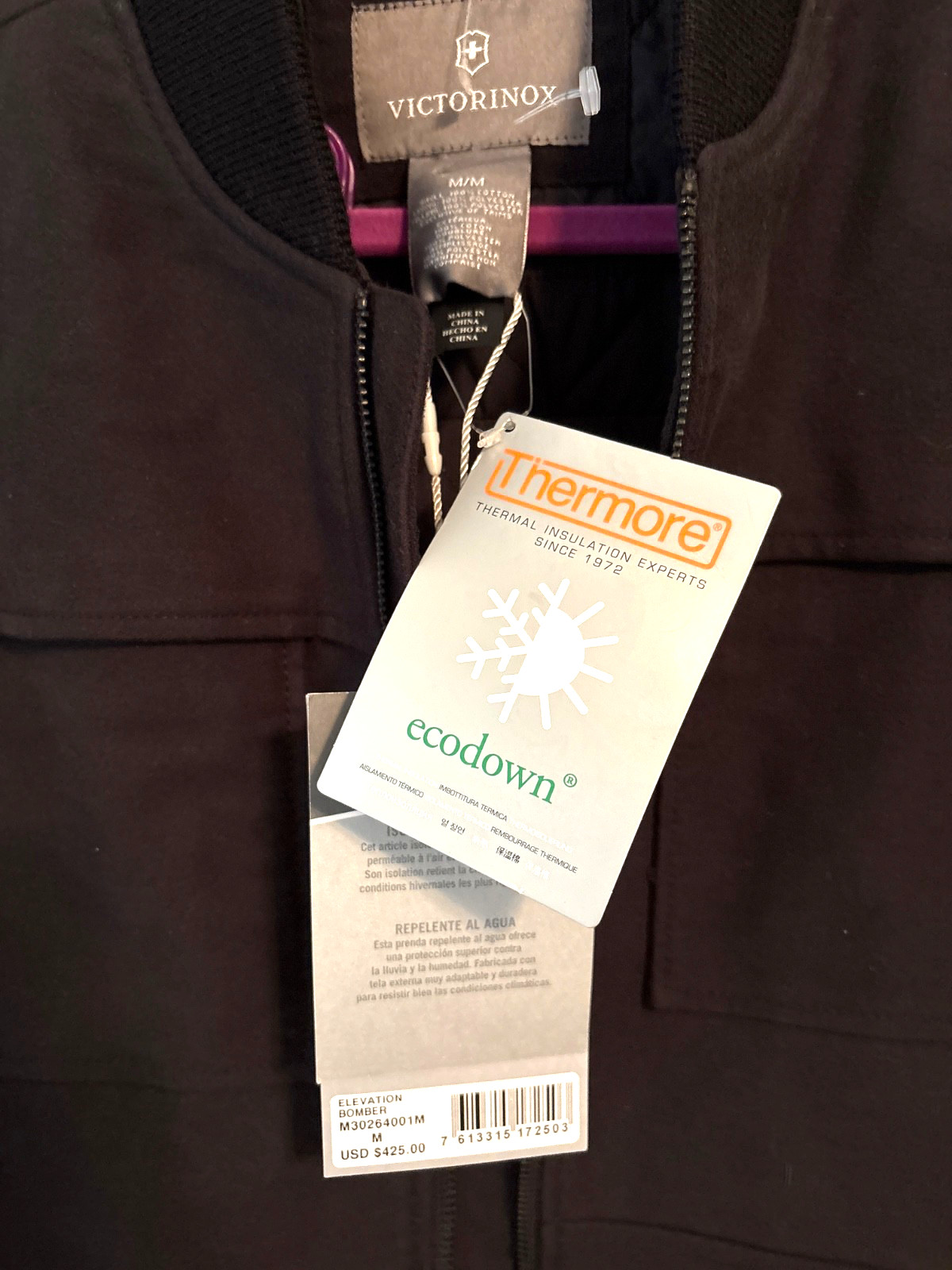 Victorinox Elevation Bomber Jacket with Thermore Ecodown Insulation Size M