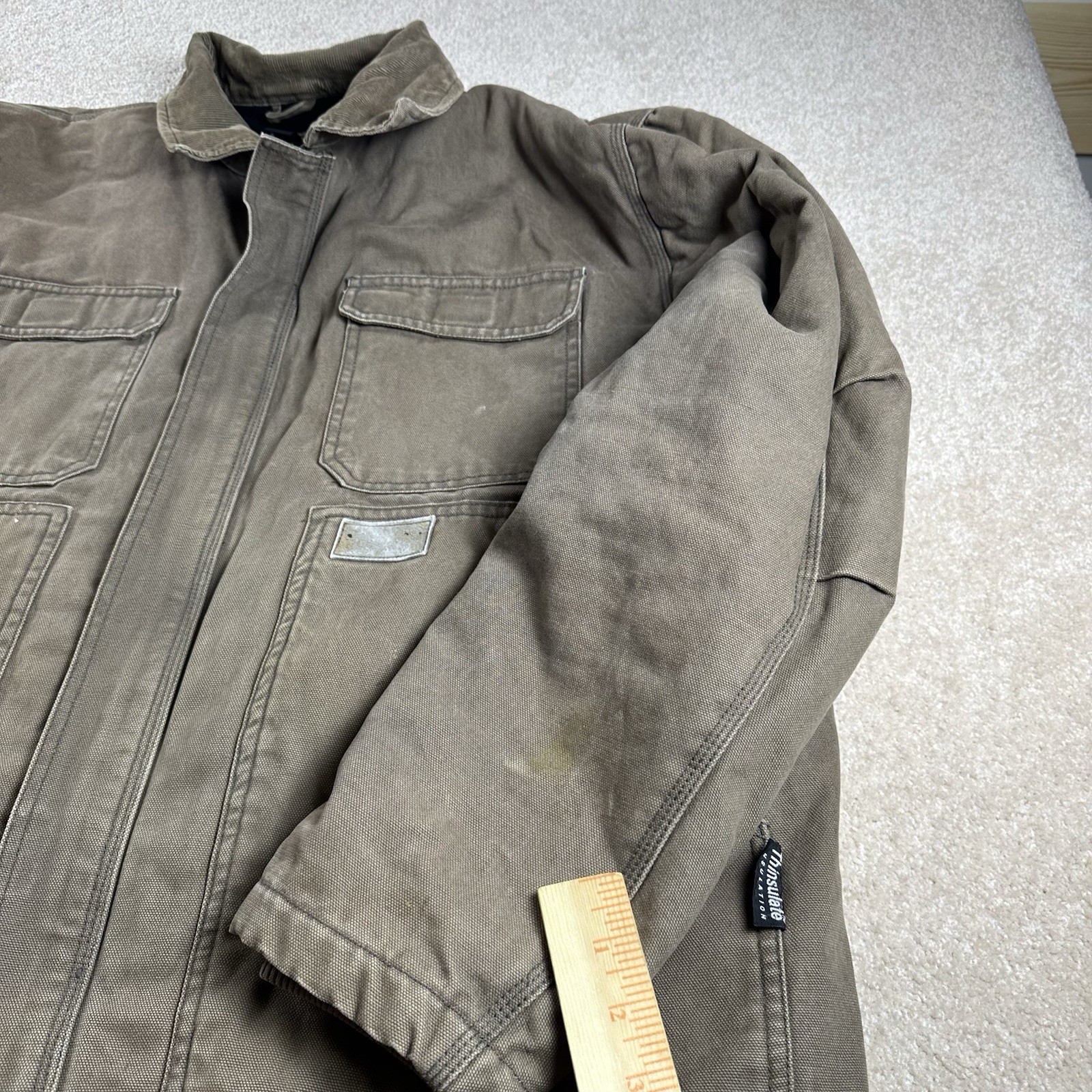 Guide Series Jacket Mens XL Tan Quilted Lined Canvas Coat Heavy Zip Pockets Vtg