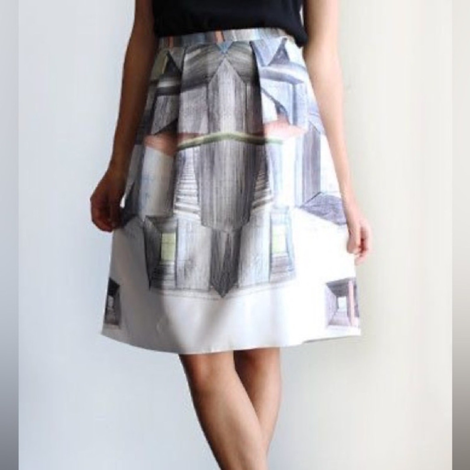 Clover Canyon Interior Perspective Abstract Sketch Vogue Runway Skirt M