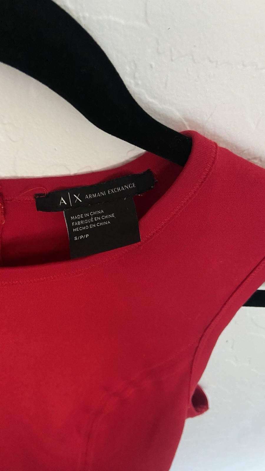 Armani Exchange Women’s S/P/P Red Sleeveless Round Neck Short Sheath Dress Solid
