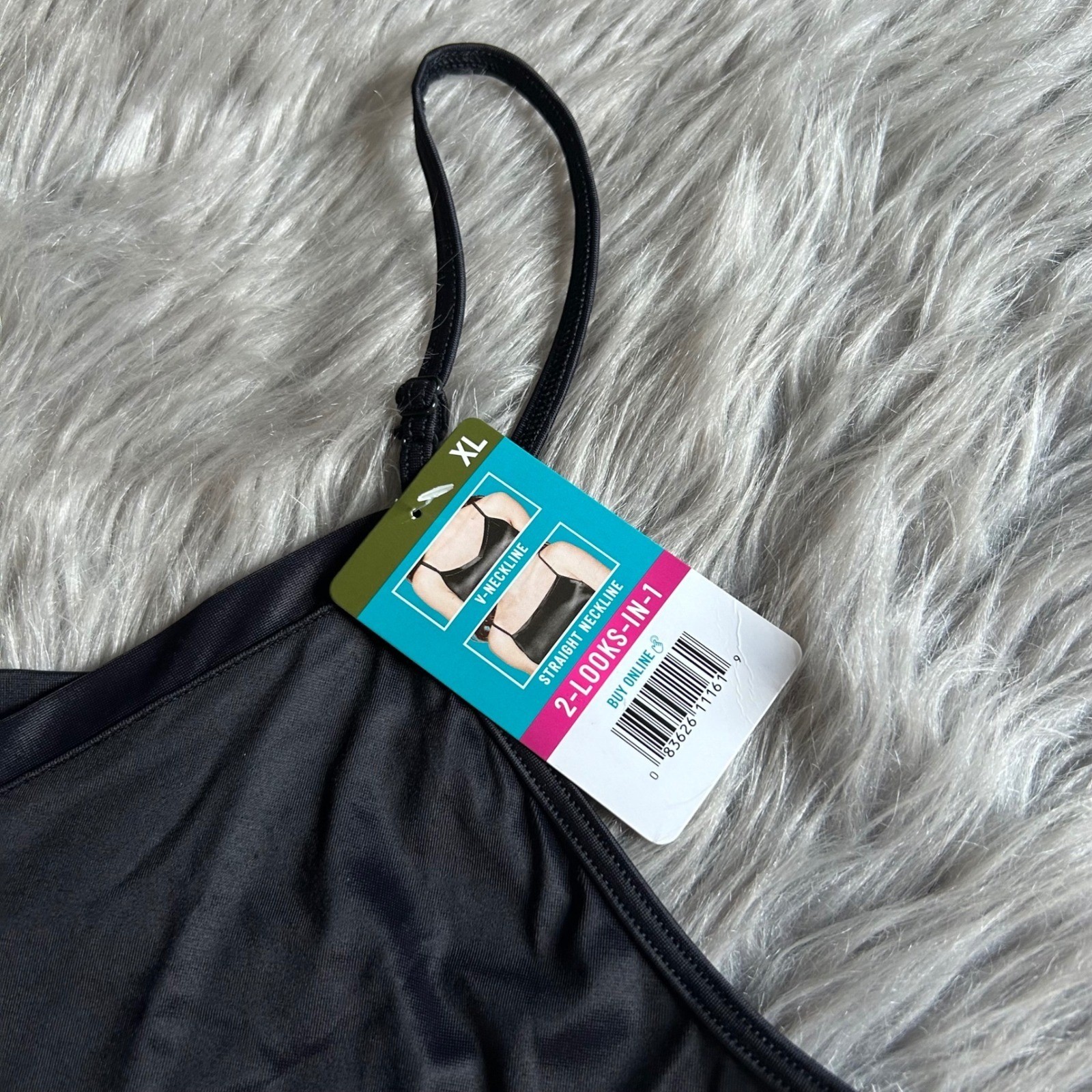 Vanity Fair Radiant Collection Full Slip Womens Size XL Black Slit