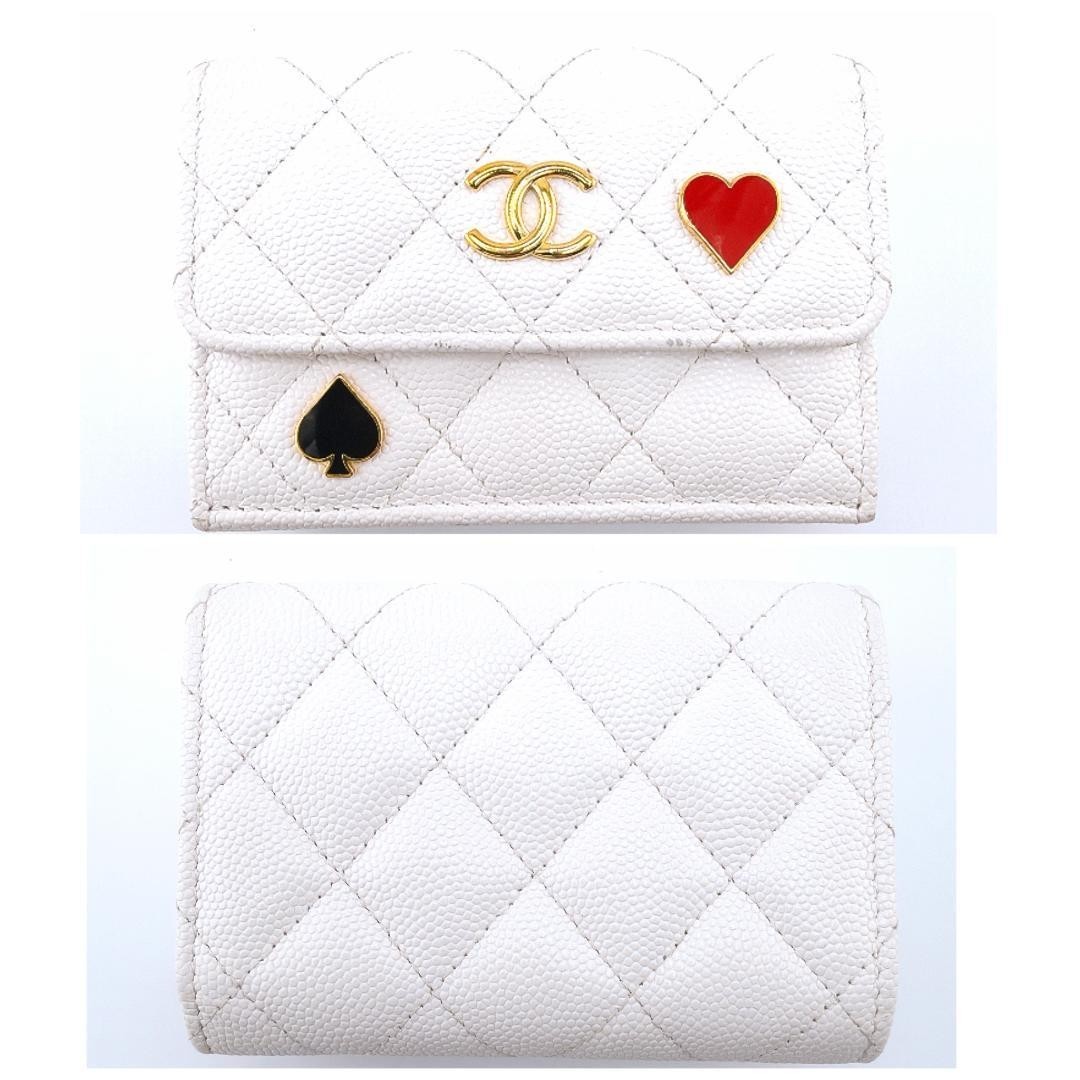 CHANEL Matelasse Nano Caviar Trifold Wallet White 2023 Cruise Authentic Japan