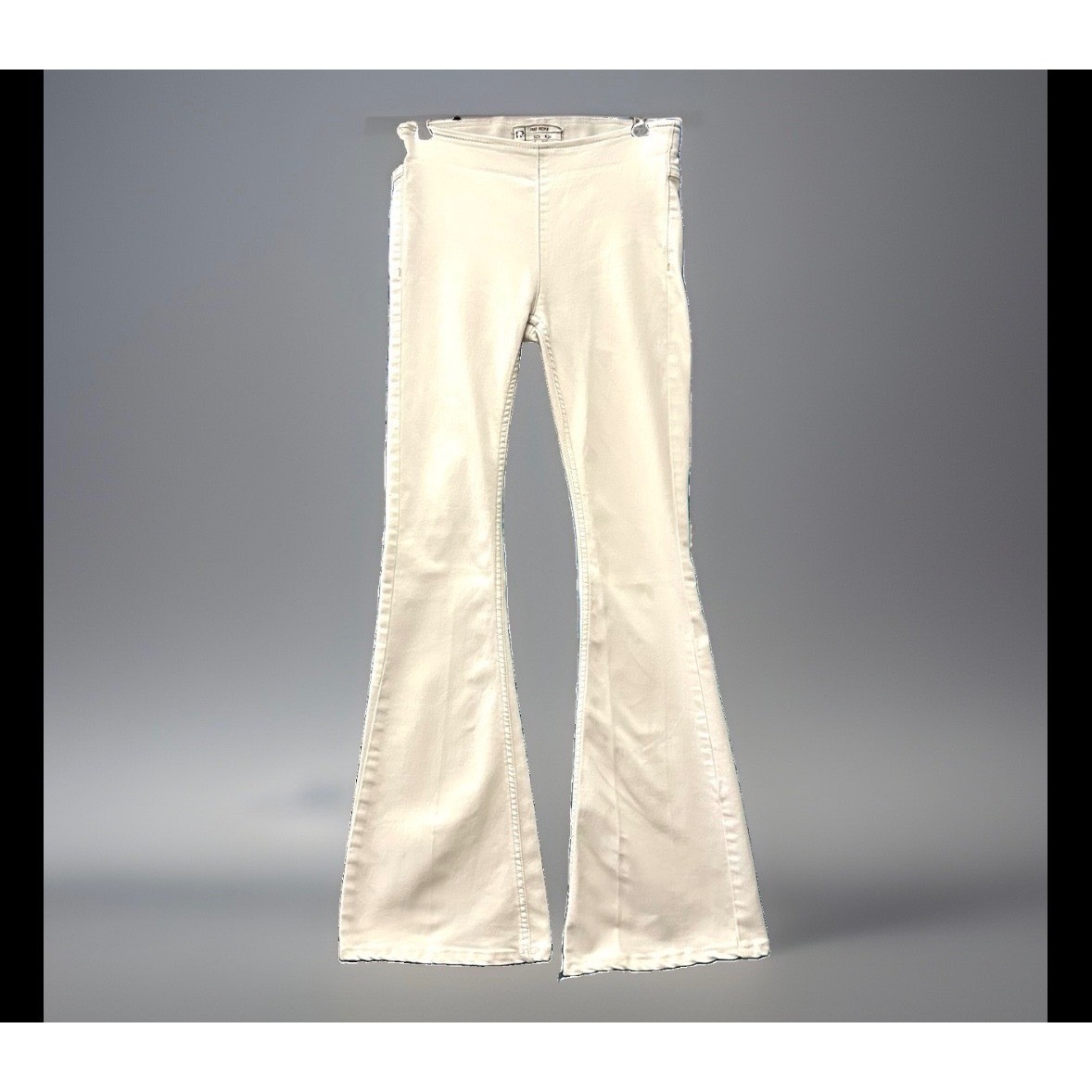 Free People Penny Pull On Flare Jeans Ivory Off White Bell Bottom 24